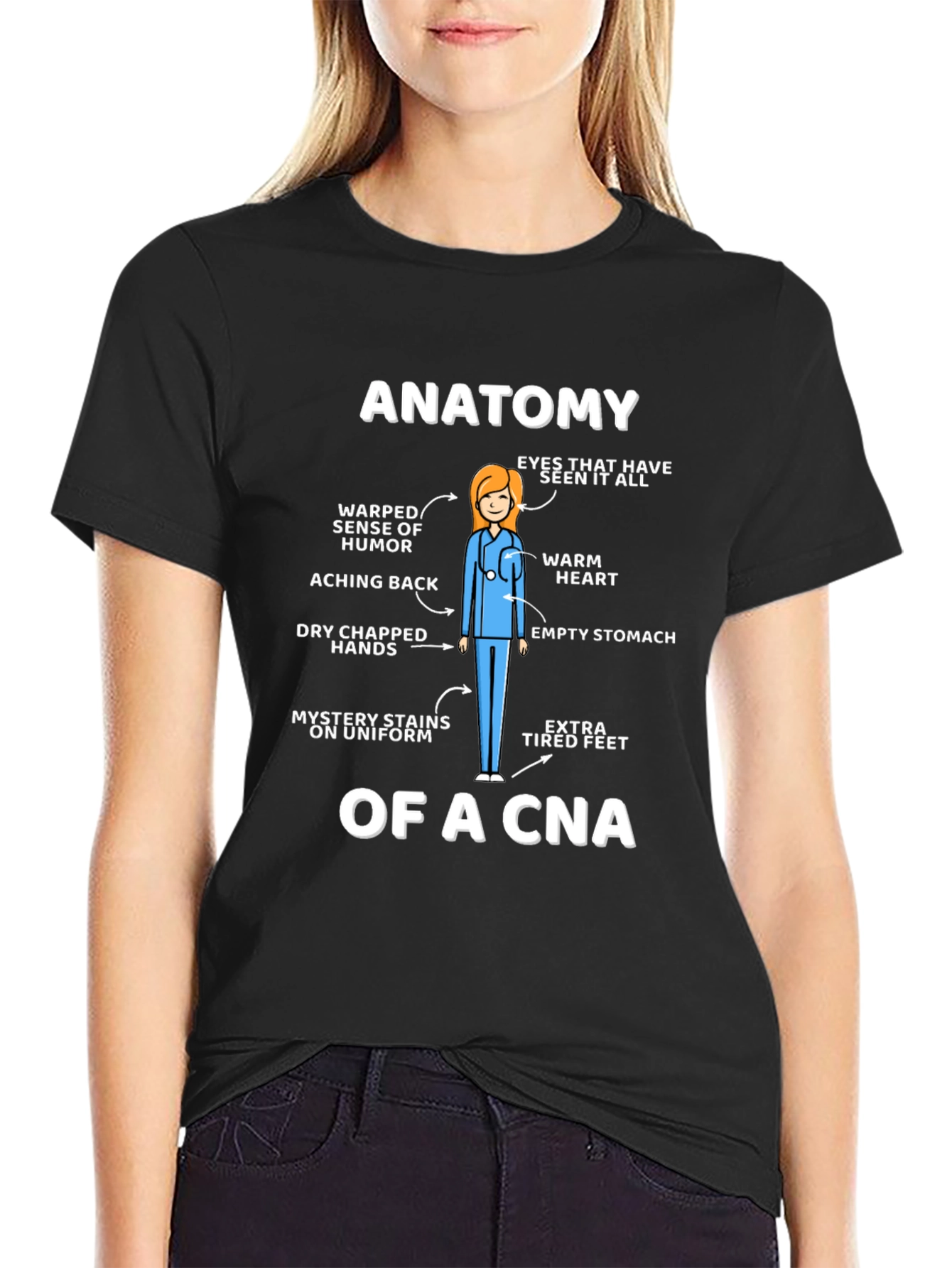 Black Anatomy of a CNA Graphic Tee view 2