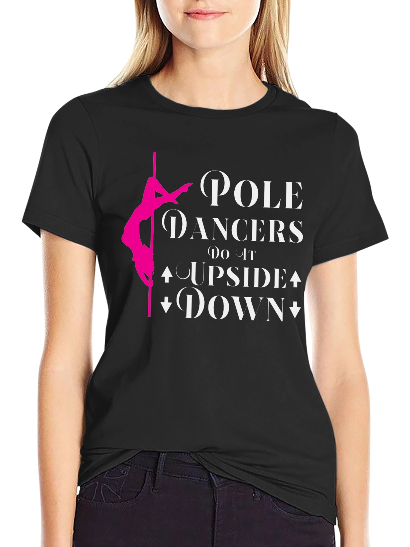 Black Pole Dancer T-Shirt: Upside Down Fun! view 2