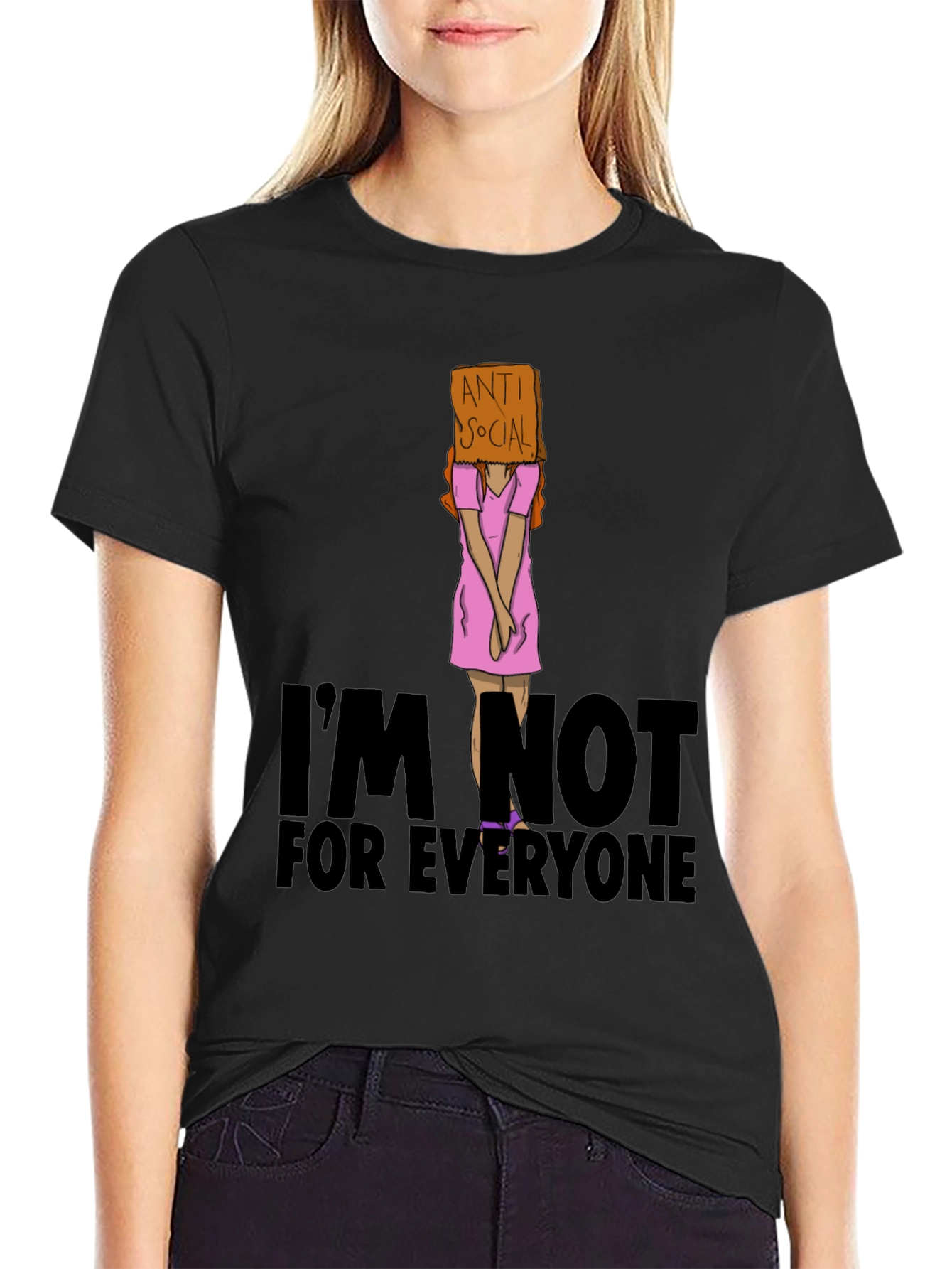 Black Anti Social Graphic T-Shirt - Introvert Fashion view 2