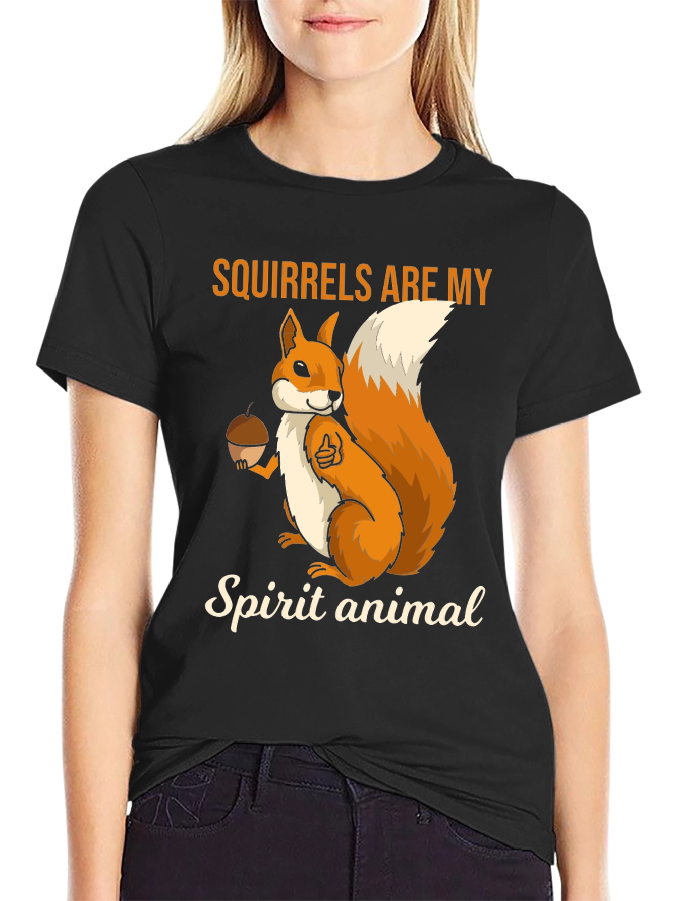 Black Squirrel Spirit Animal T-Shirt - Cute Novelty Tee view 2