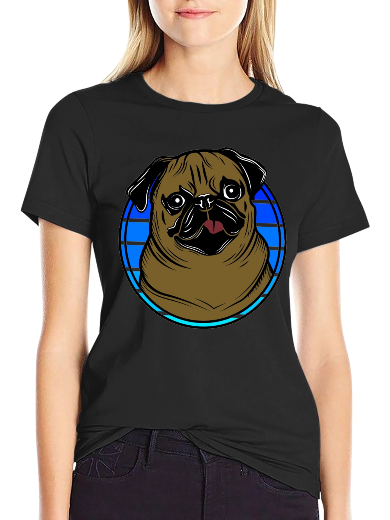 Black Pug Graphic Tee - Men's Black T-Shirt view 2