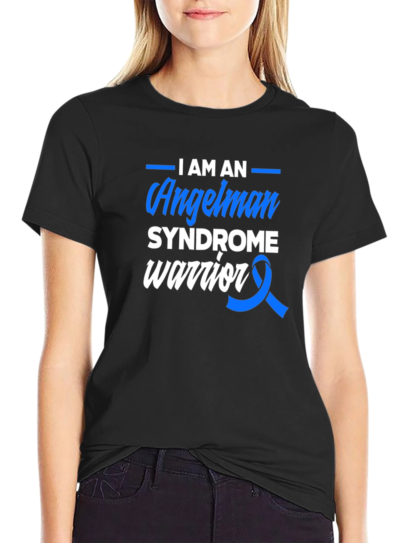 Black Angelman Syndrome Warrior T-Shirt - Awareness Tee view 2