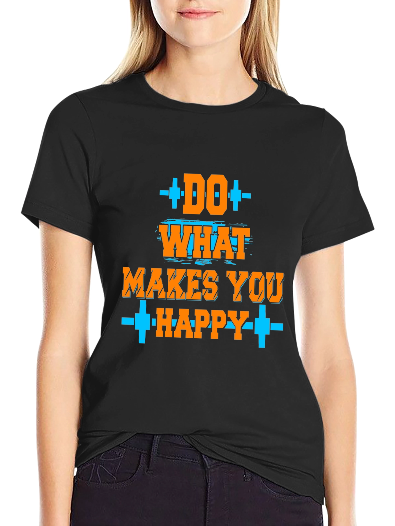 Black Do What Makes You Happy Graphic T-Shirt view 2