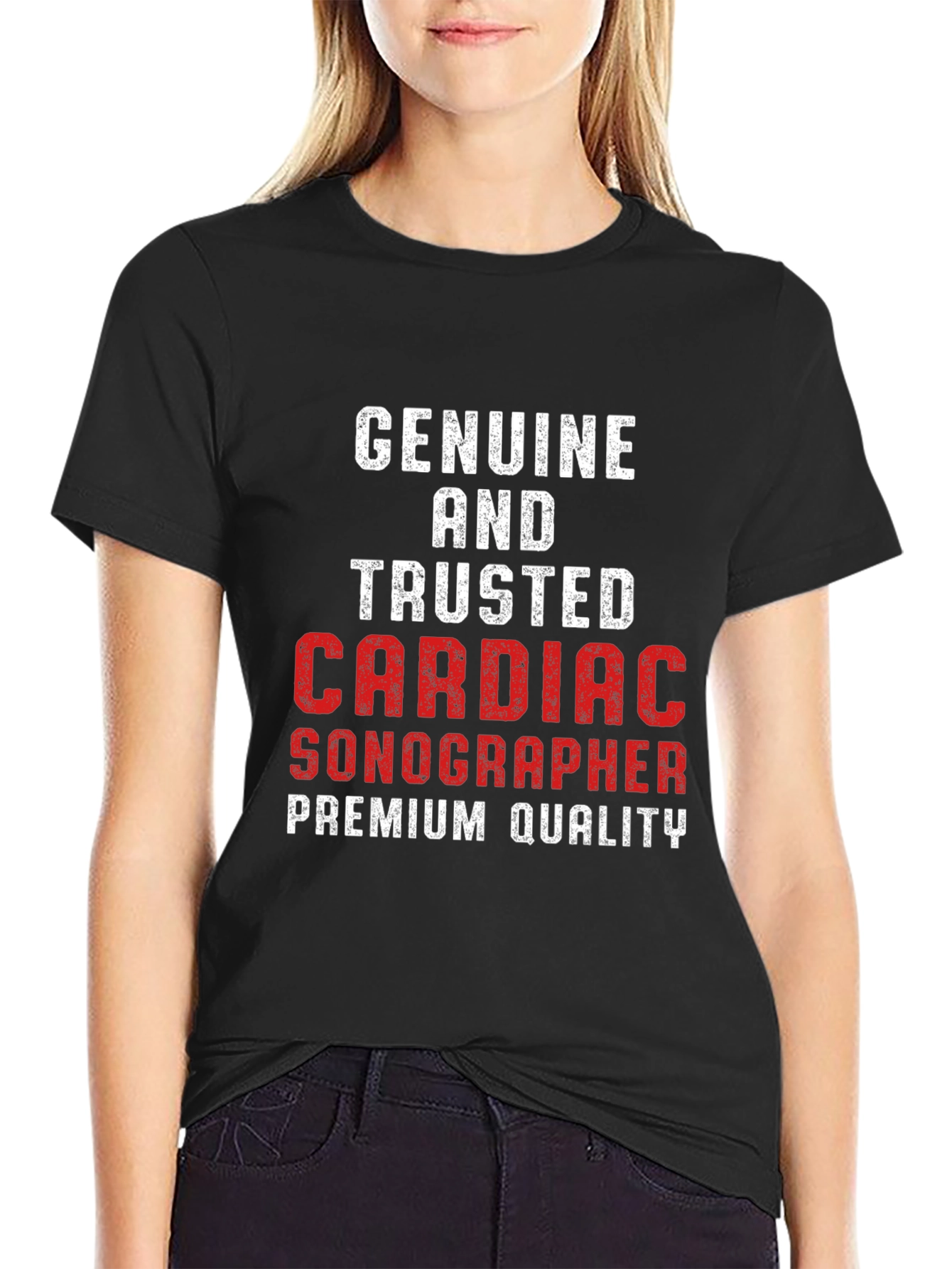 Black Cardiac Sonographer Premium Quality T-Shirt view 2