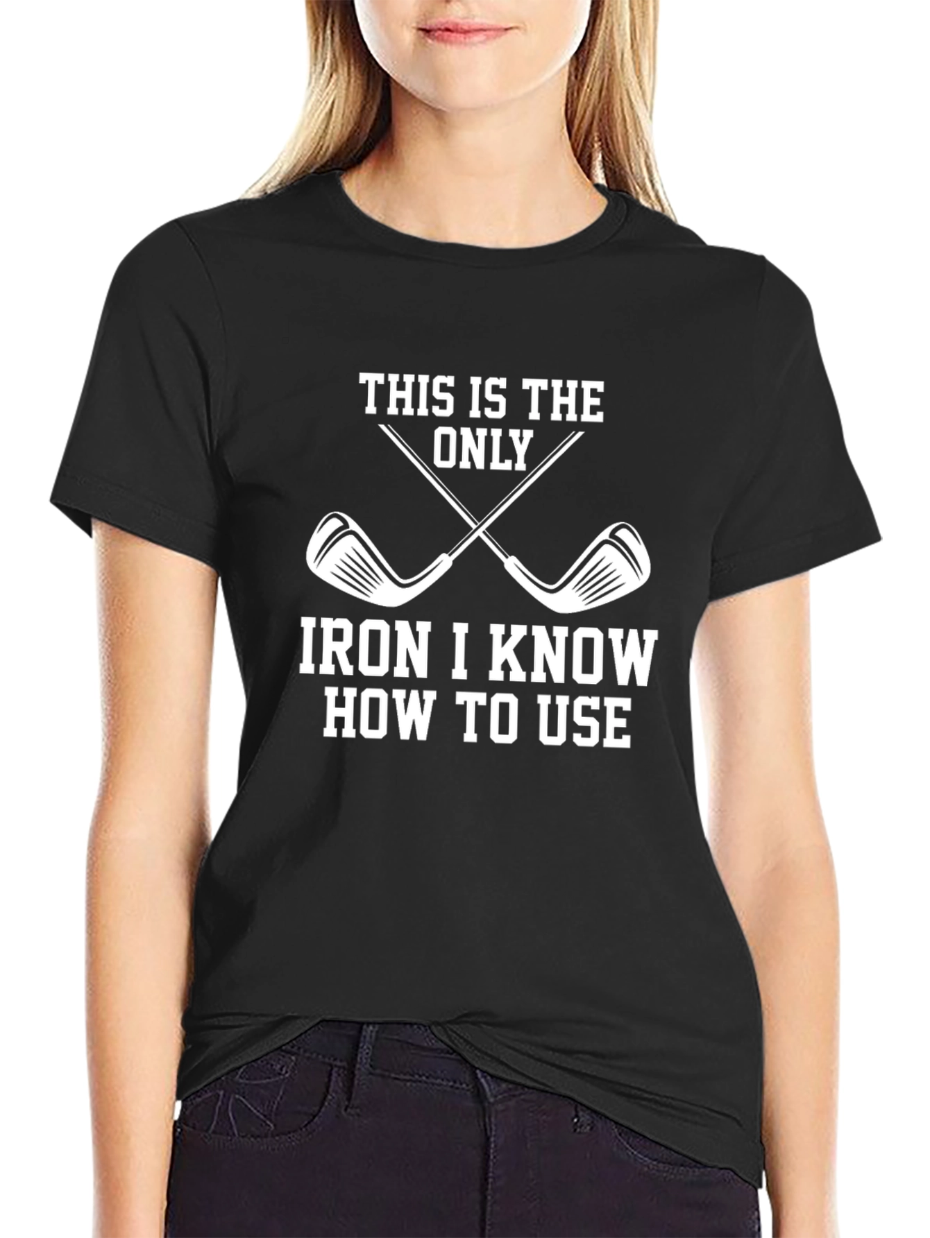 Black Funny Golf T-Shirt - This is the Only Iron I Know view 2