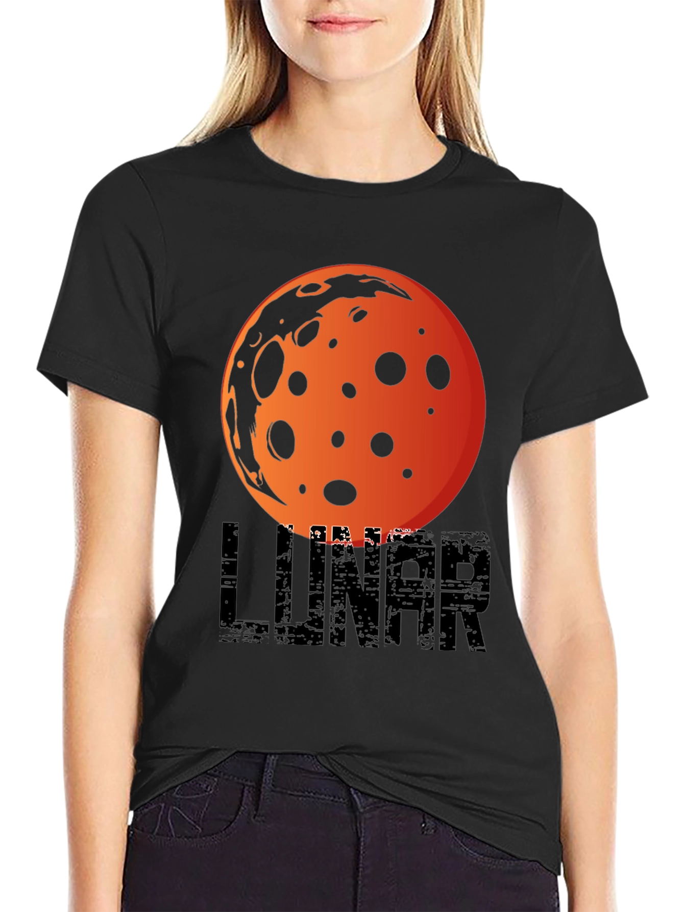 Black Lunar Graphic T-Shirt -  Space Inspired Design view 2