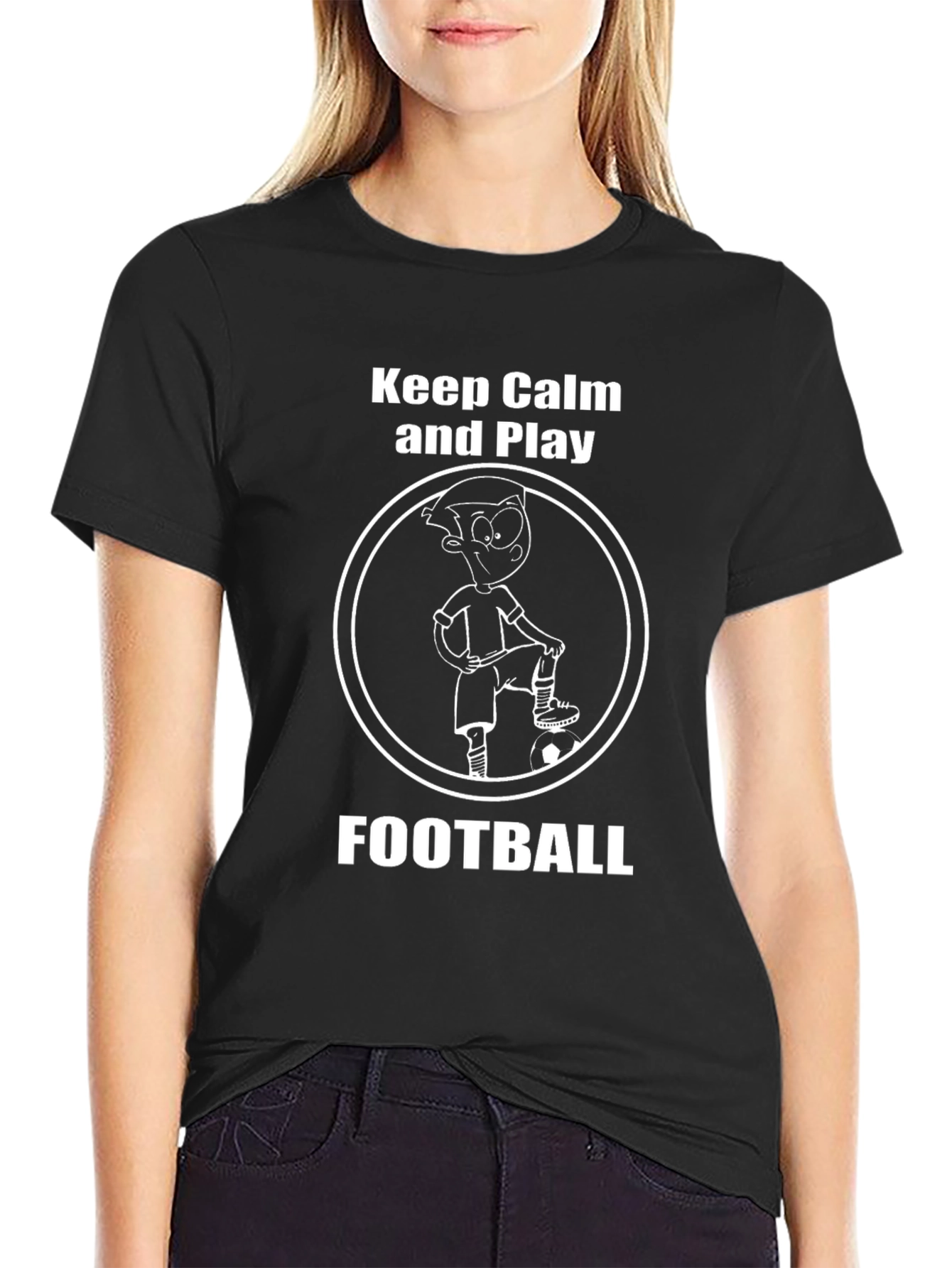 Black Keep Calm & Play Football T-Shirt view 2