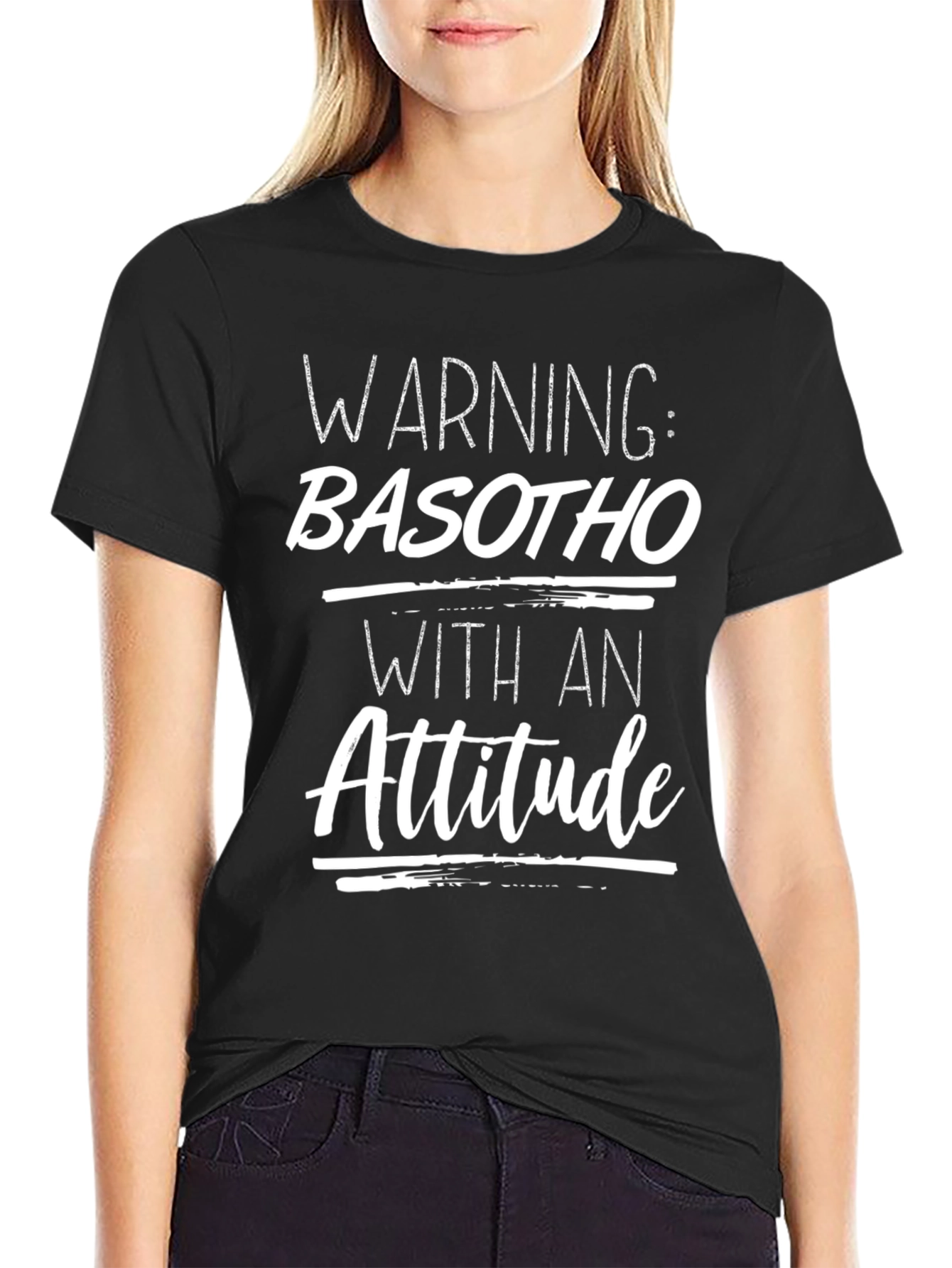 Black Warning Basotho With An Attitude T-Shirt view 2