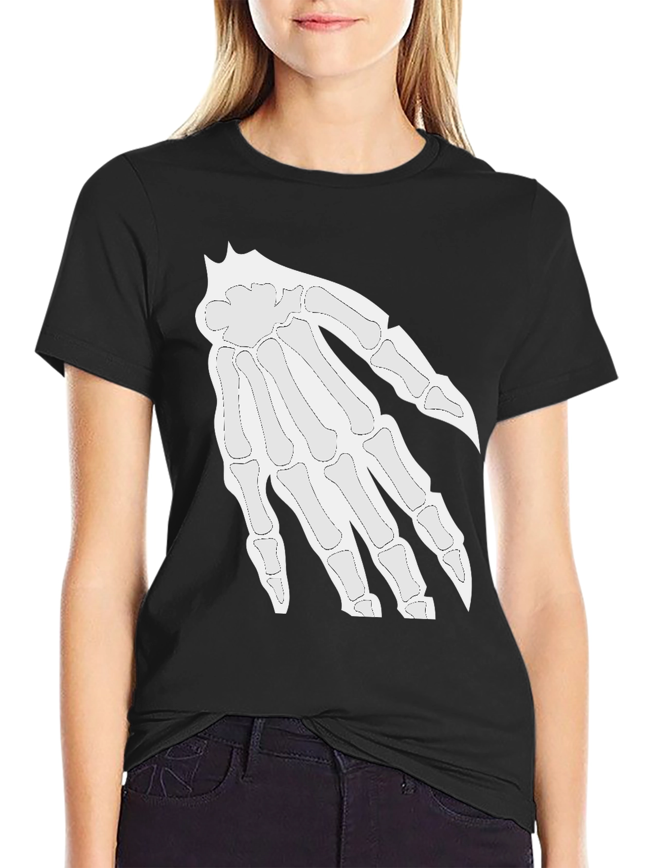 Black Skeleton Hand Graphic Tee - Halloween Ready! view 2