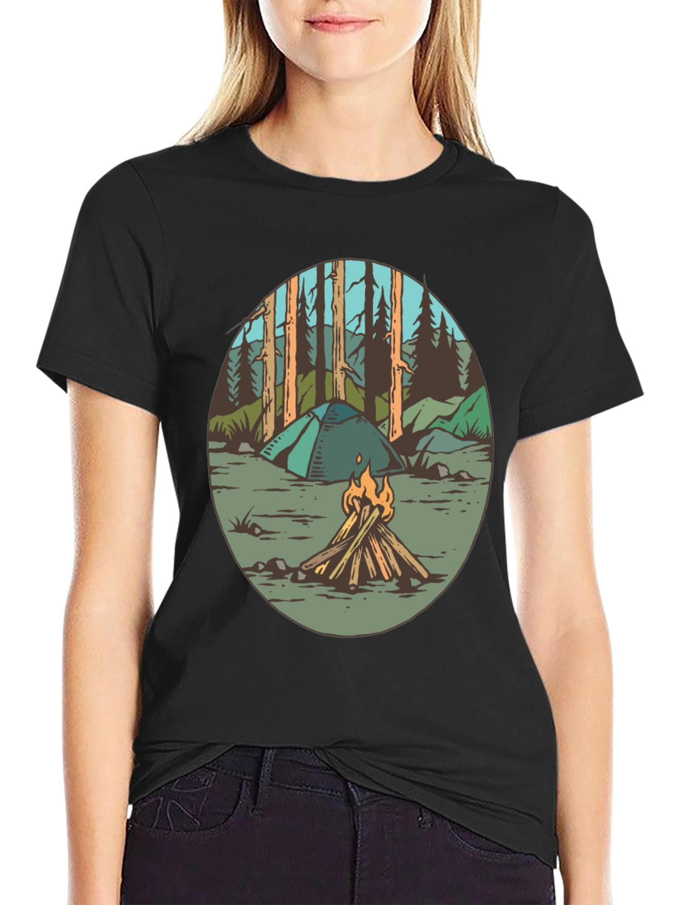 Black Camping Adventure Graphic Tee view 2