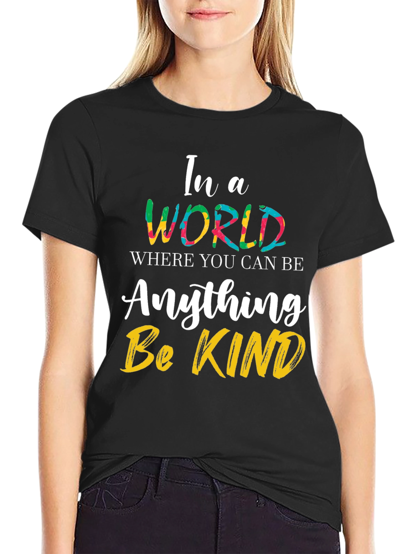Black Be Kind T-Shirt - Inspirational Graphic Tee view 2