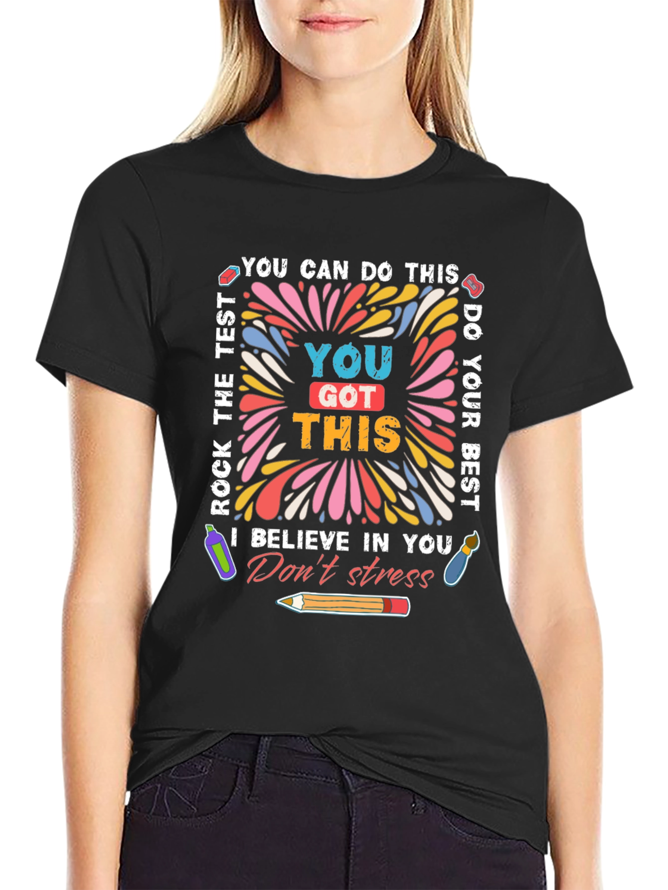 Black Motivational Test T-Shirt You Got This Exam Tee view 2