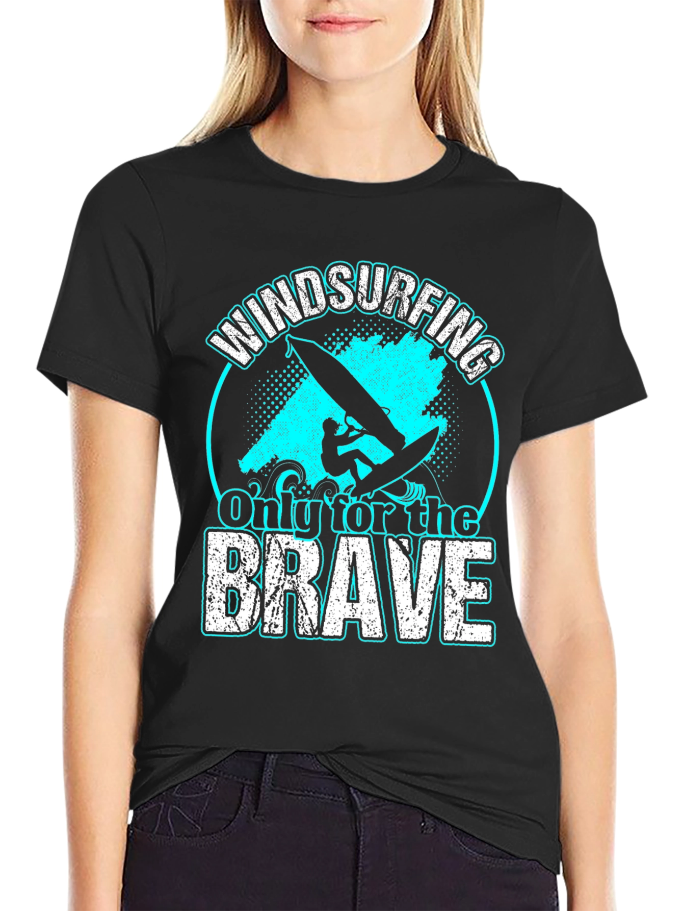 Black Windsurfing T-Shirt: Only For The Brave view 2