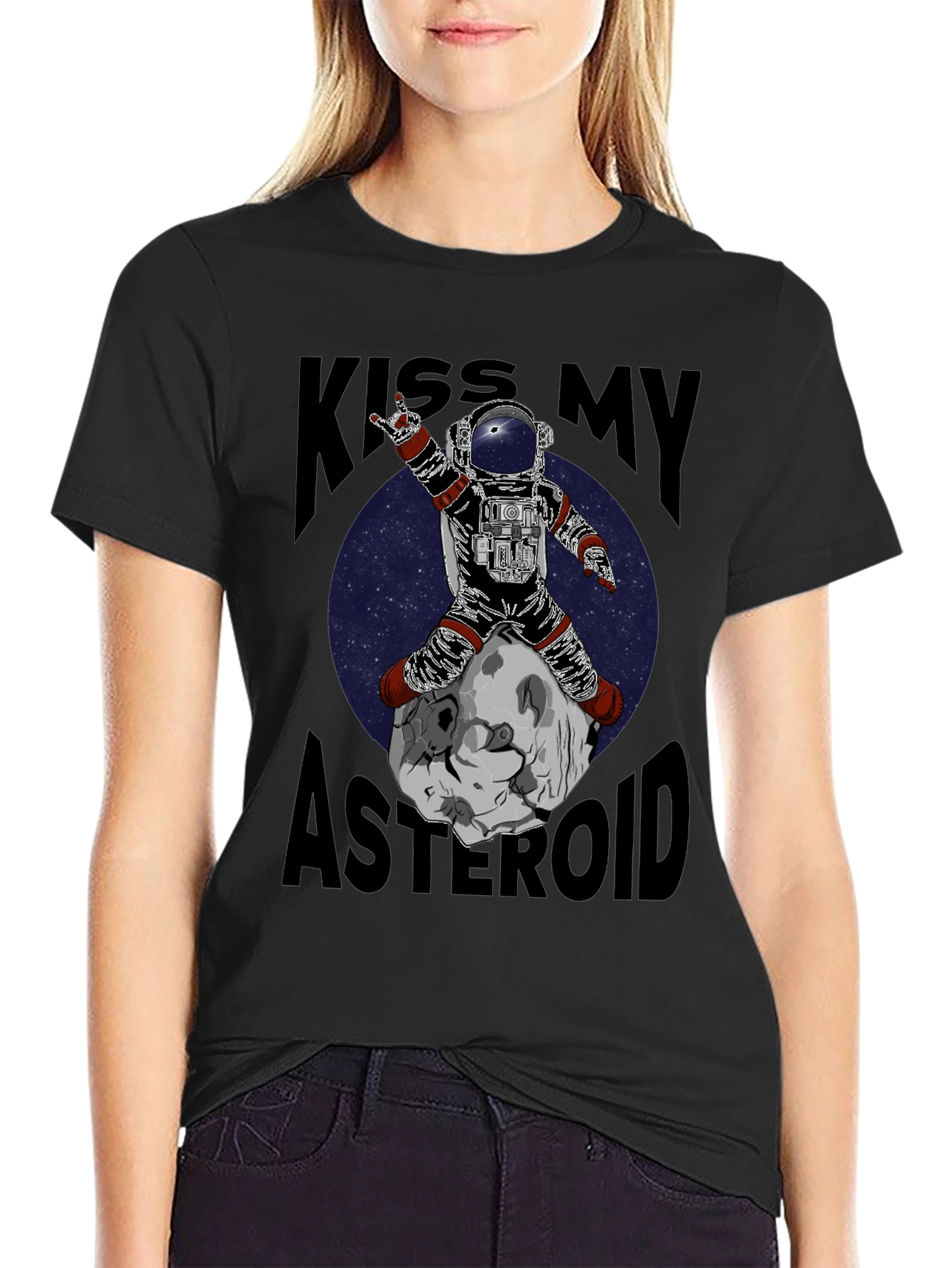 Black Kiss My Asteroid Graphic T-Shirt view 2