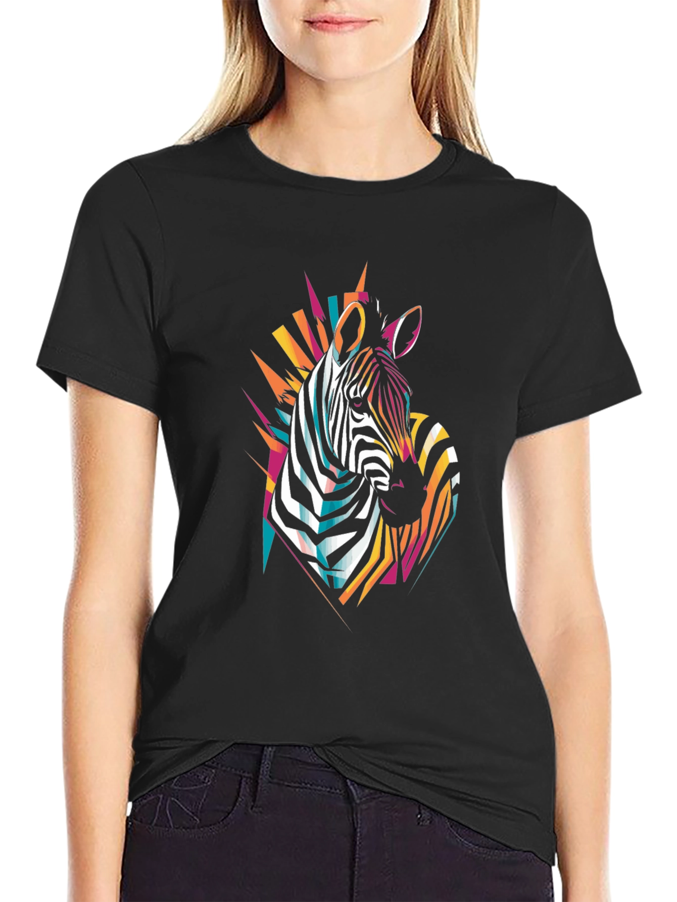 Black Zebra Graphic T-Shirt - Bold Artistic Design view 2