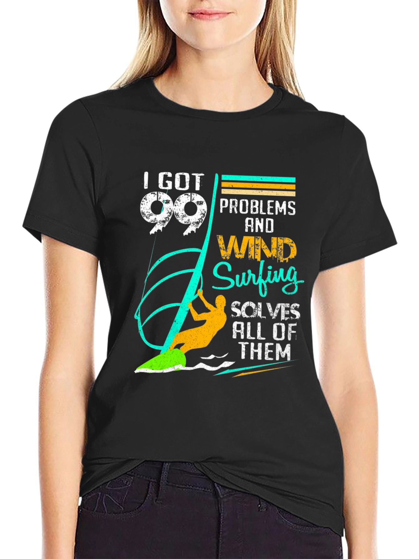 Black 99 Problems Windsurfing T-Shirt - Unique Design view 2