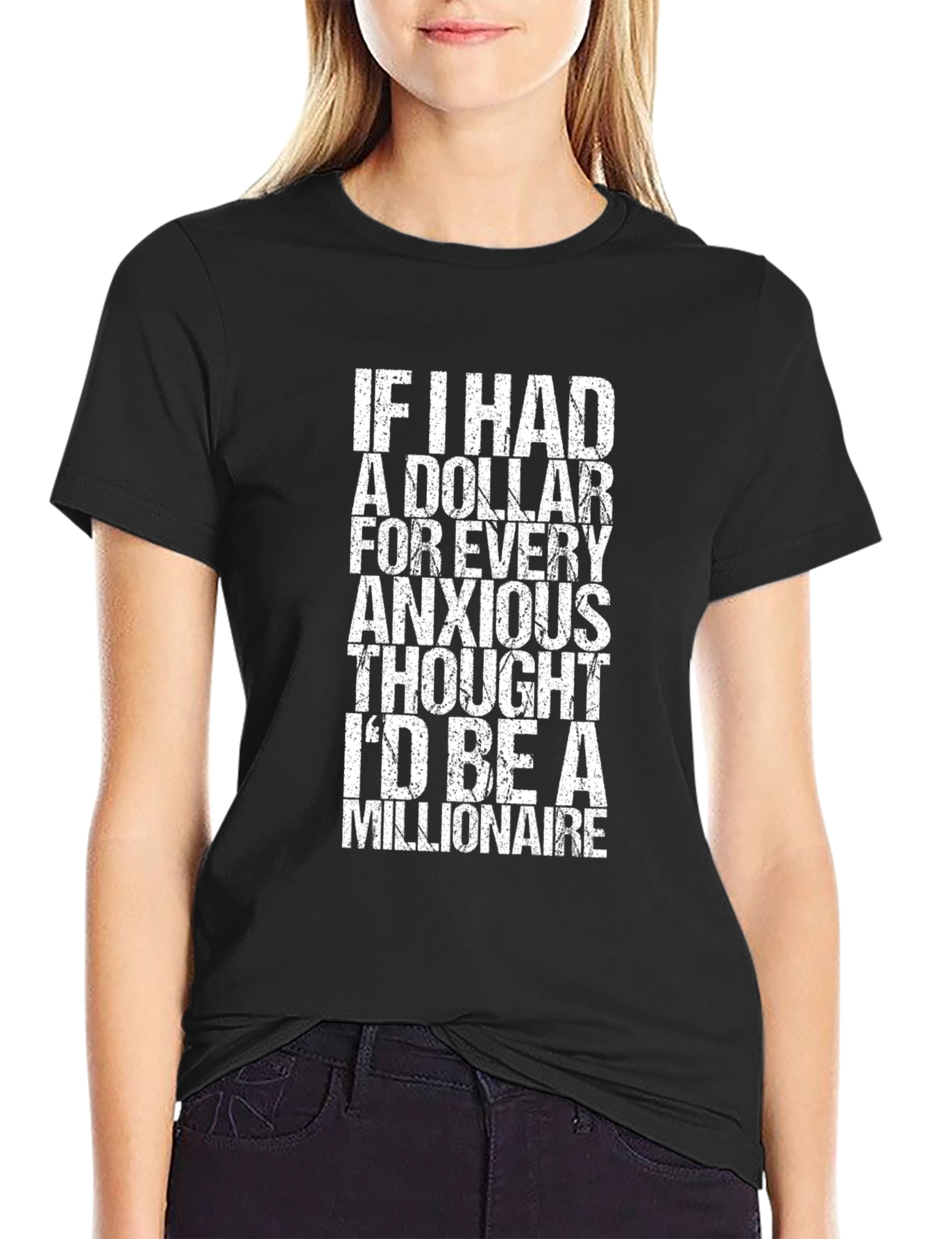 Black Anxious Thoughts Millionaire Graphic Tee view 2