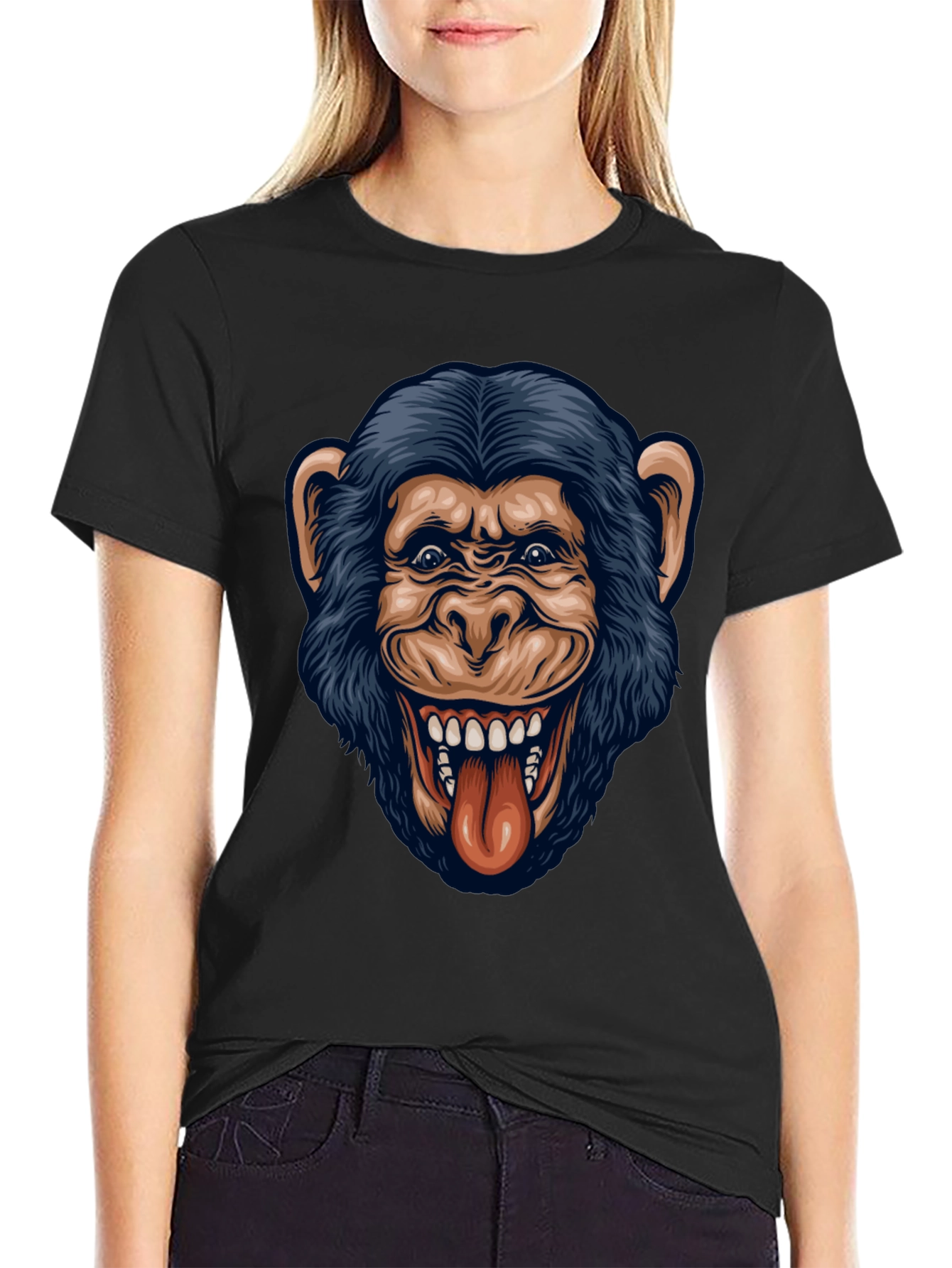 Funny Monkey Graphic Black T-Shirt - 2