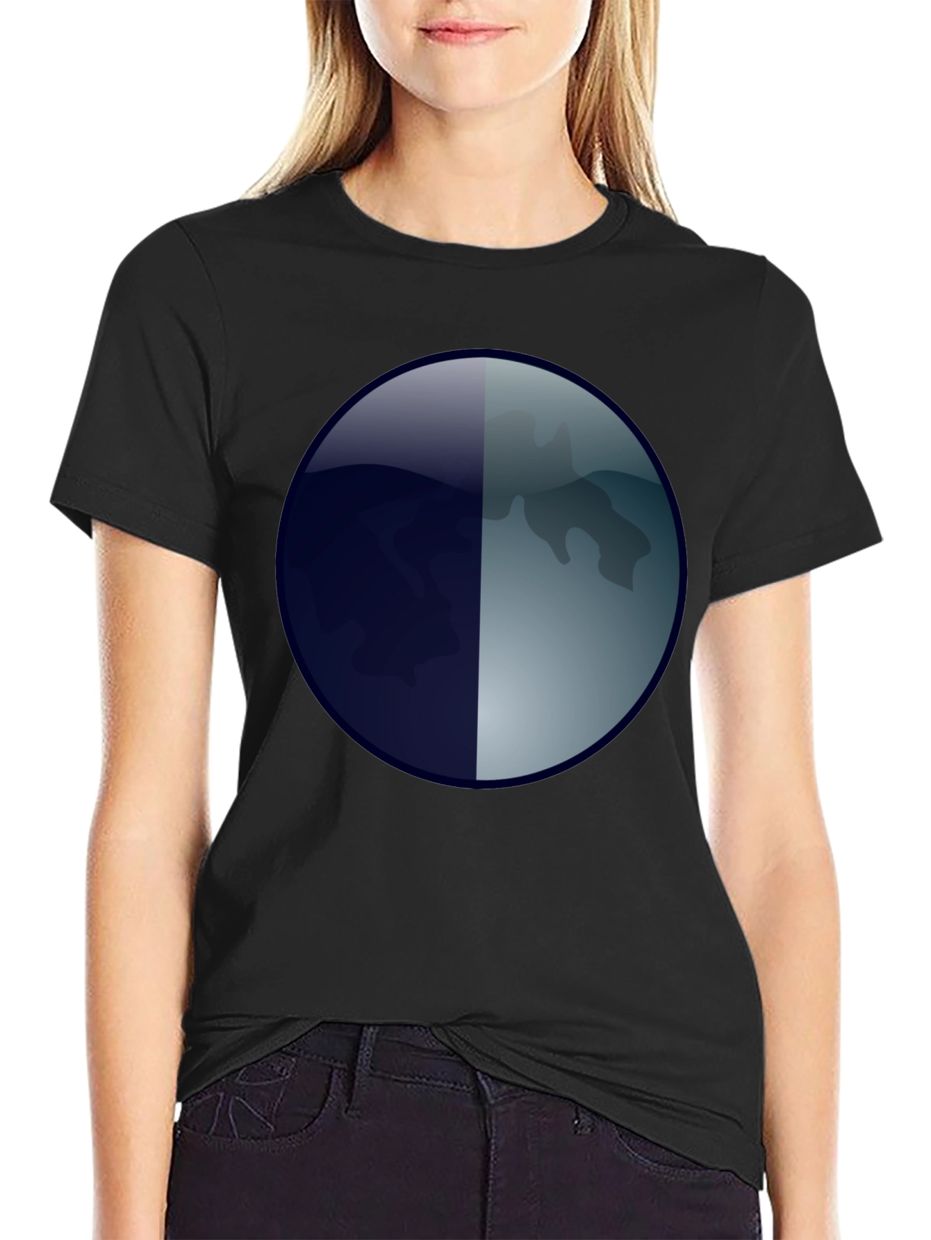 Black Abstract Moon Graphic T-Shirt - Men's Black Tee view 2
