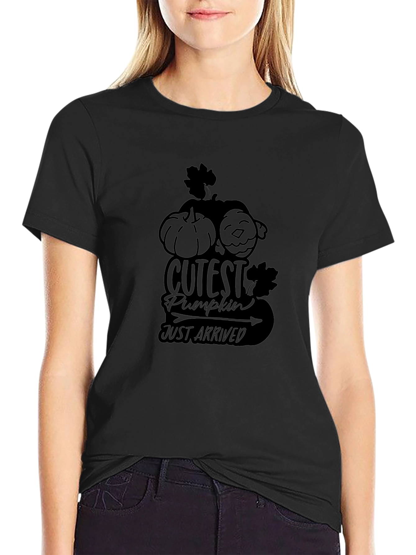 Black Cutest Pumpkin Just Arrived T-Shirt view 2