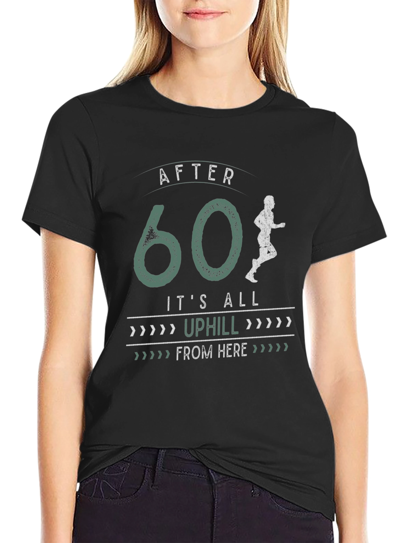 Black After 60 It's All Uphill T-Shirt view 2