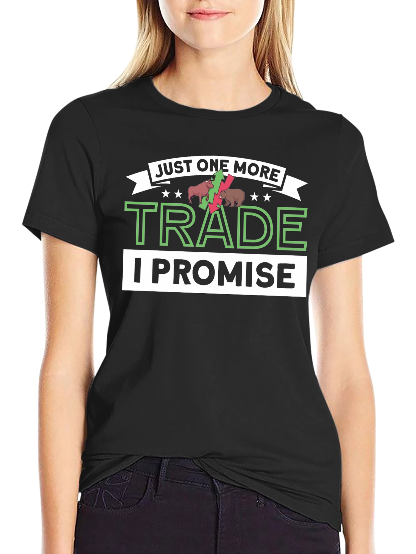 Black Just One More Trade T-Shirt - Stock Market Trader Apparel view 2