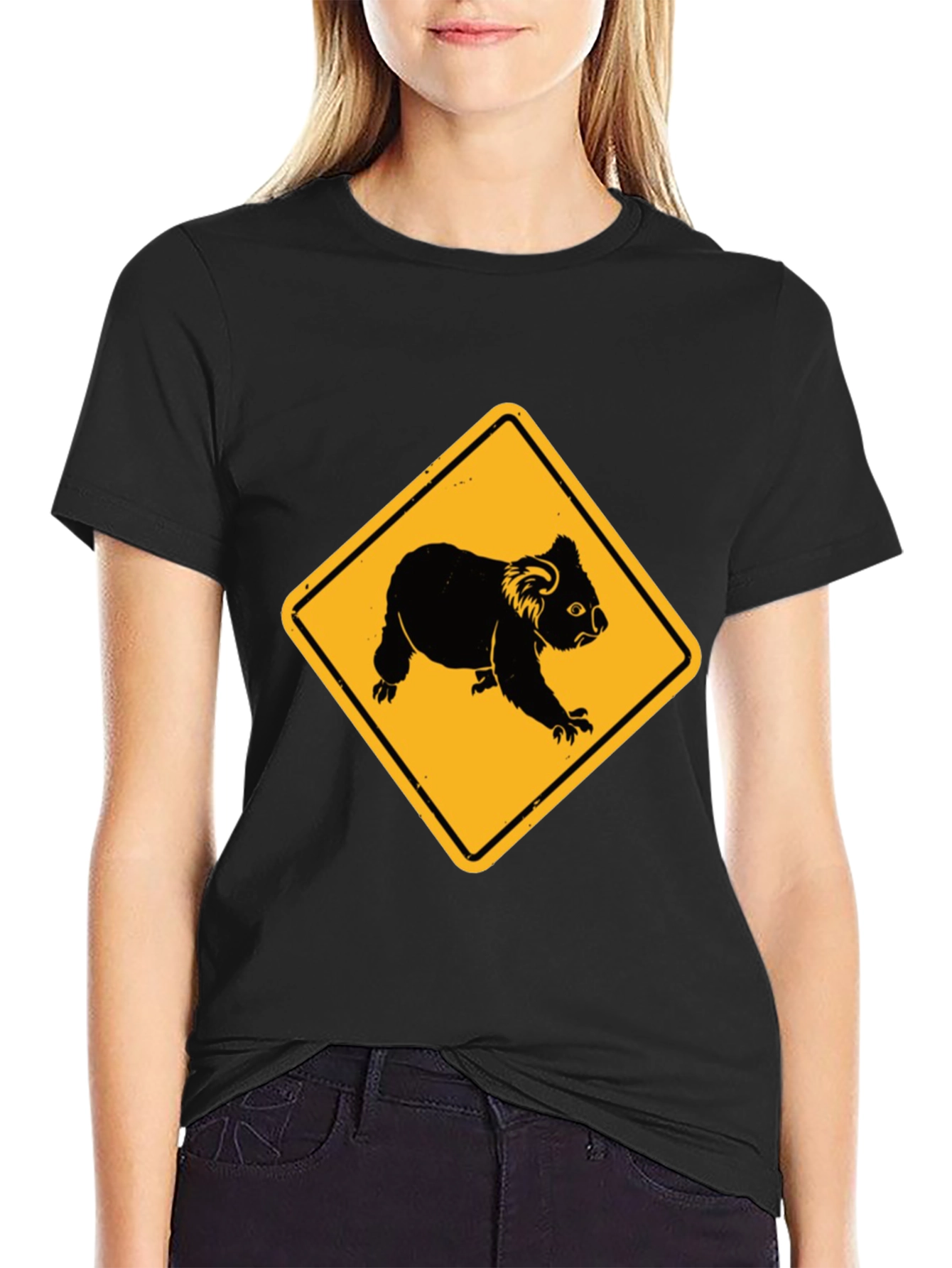 Black Koala Crossing Black T-Shirt view 2