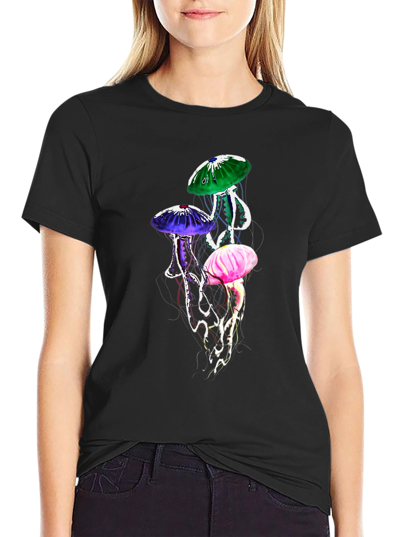 Black Jellyfish Graphic Tee - Unique Design view 2