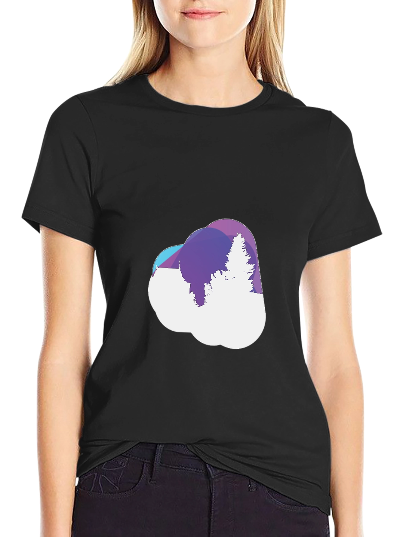 Black Abstract Forest Cloud Tee - Stylish Graphic T-Shirt view 2