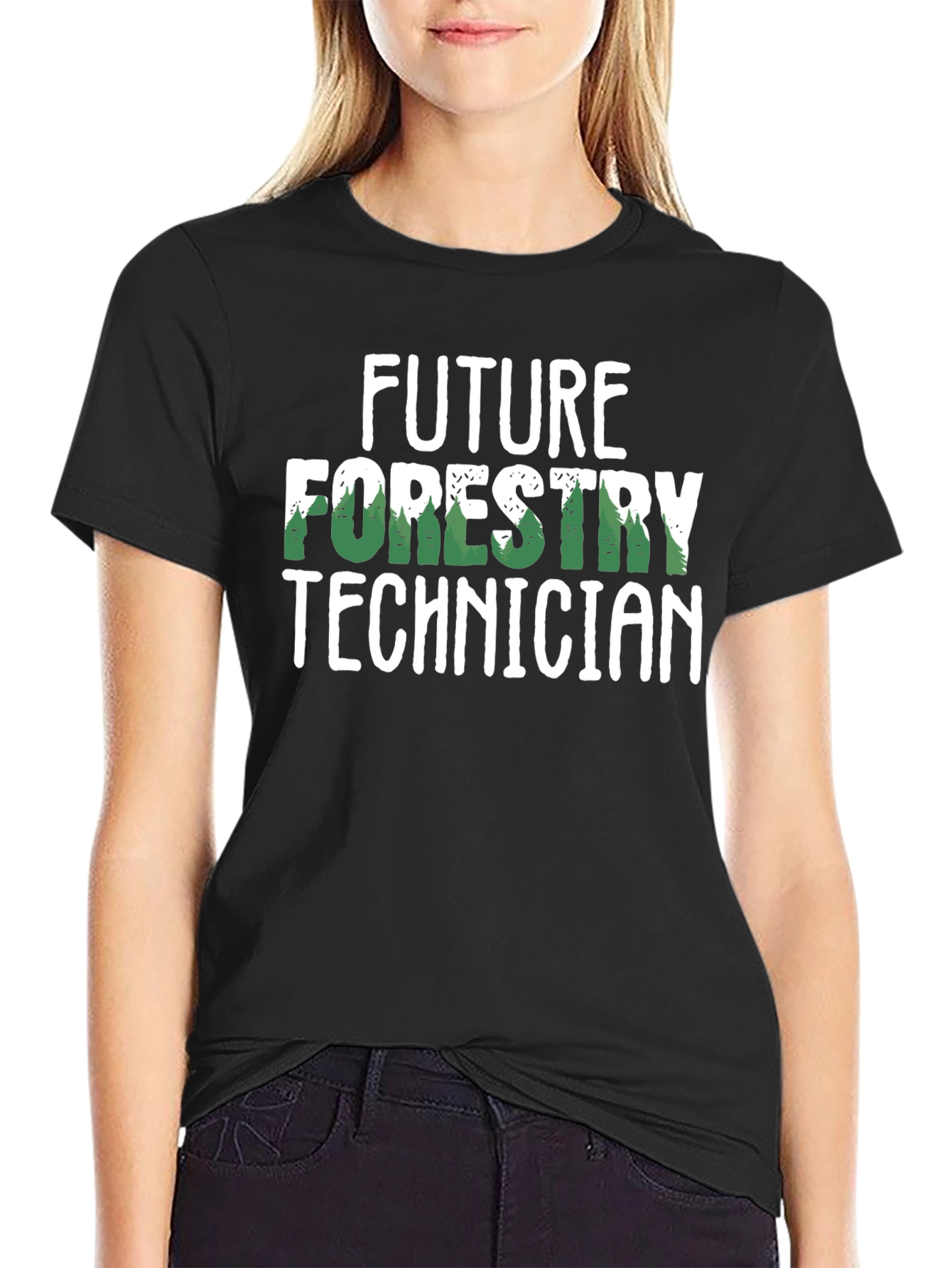 Black Future Forestry Technician Graphic T-Shirt view 2