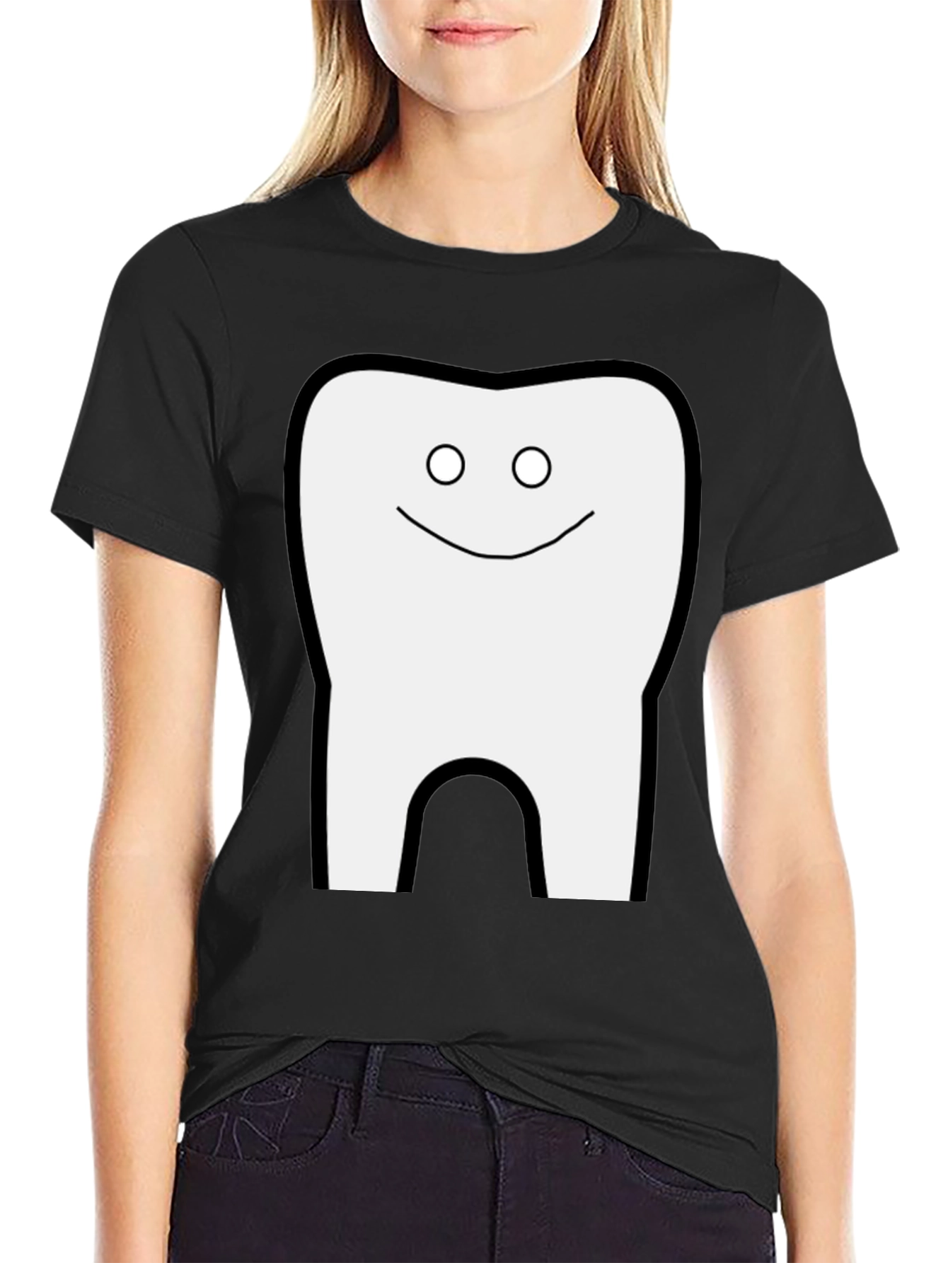 Black Funny Tooth Graphic Black T-Shirt view 2