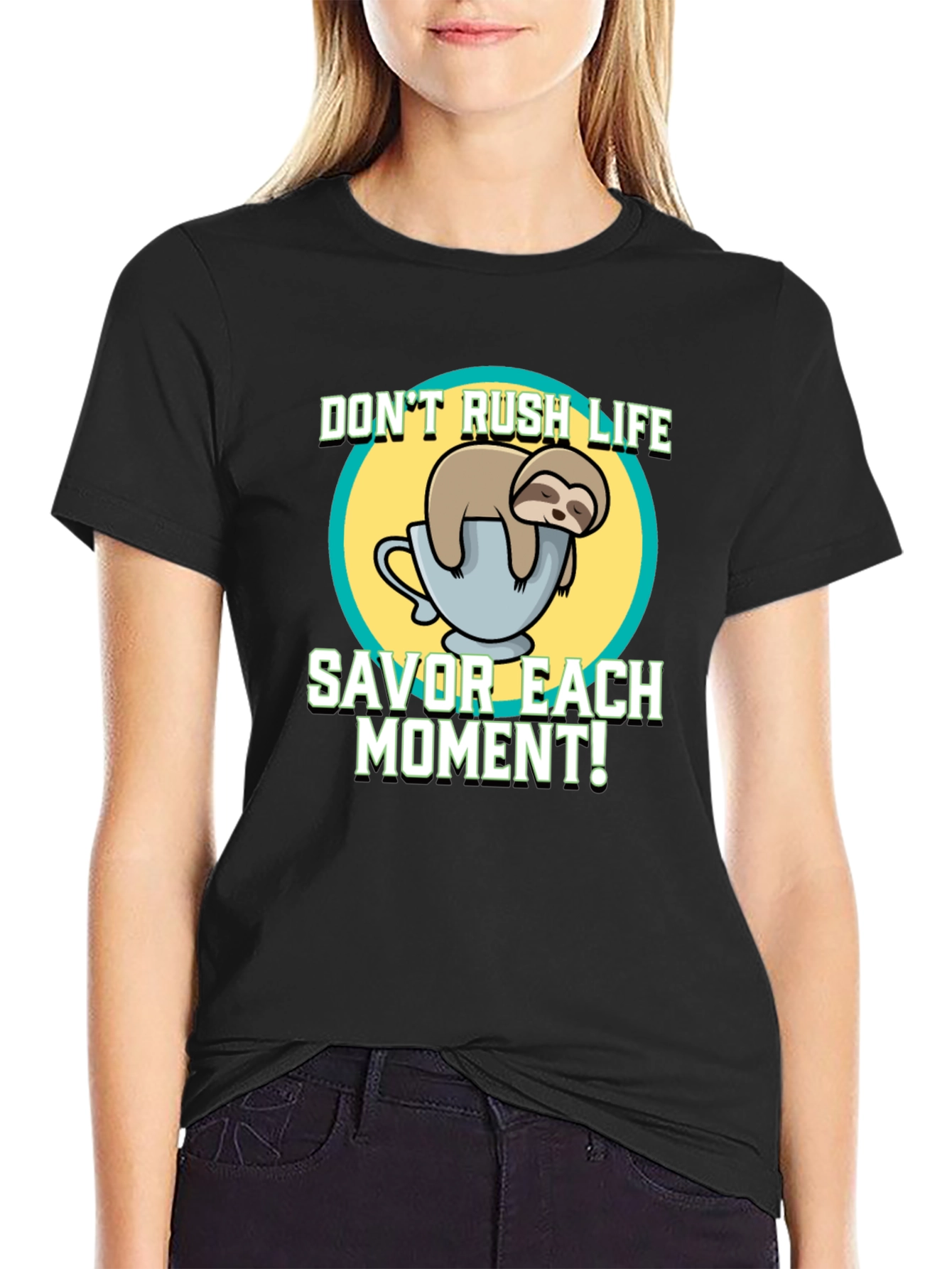 Black Sloth Savor the Moment T-Shirt - Relaxed Fit view 2