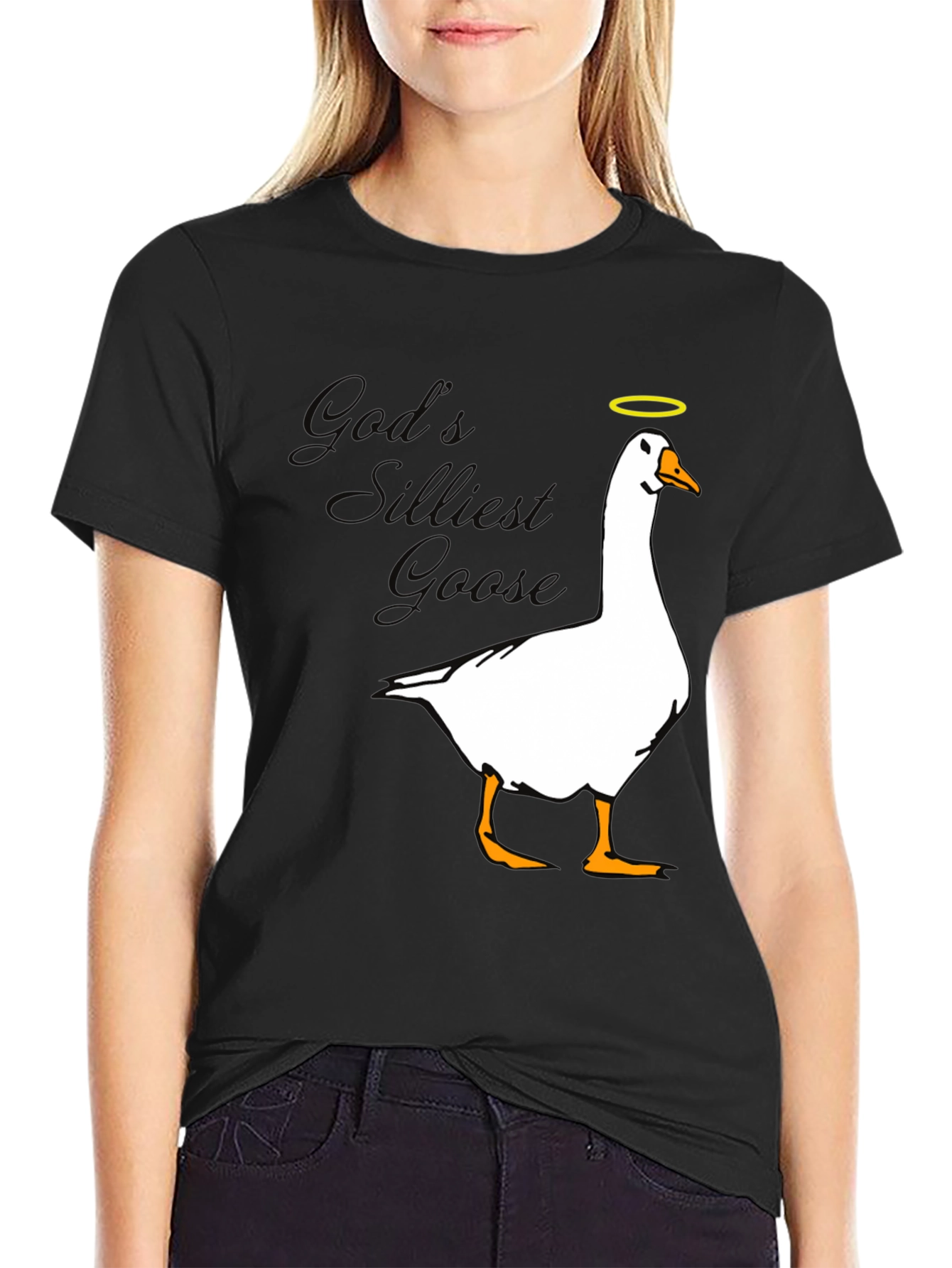 Black God's Silliest Goose T-Shirt - Black view 2