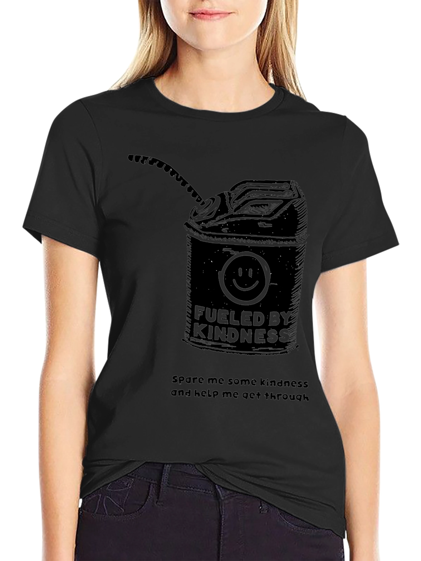 Black Fueled By Kindness Graphic Tee - Unisex Black T-Shirt view 2