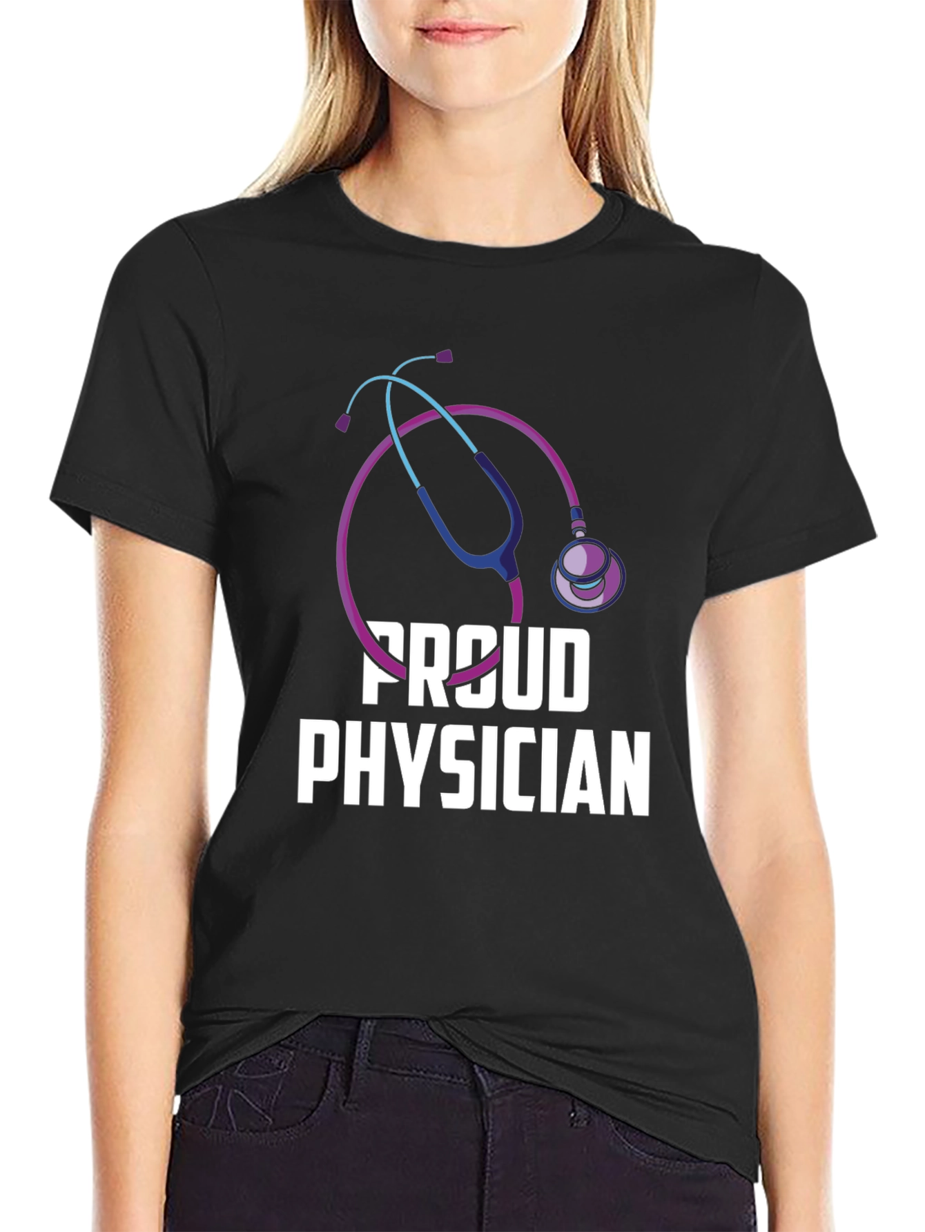 Black Proud Physician Black T-Shirt view 2