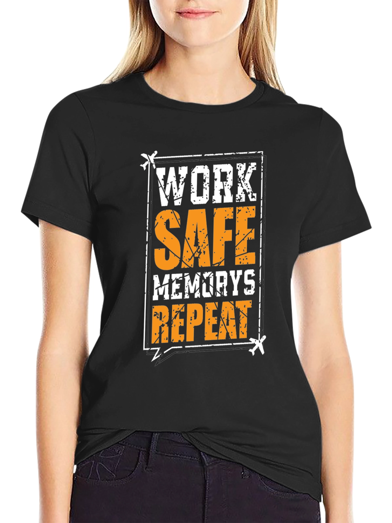 Black Work Safe Memories Repeat Black T-Shirt view 2