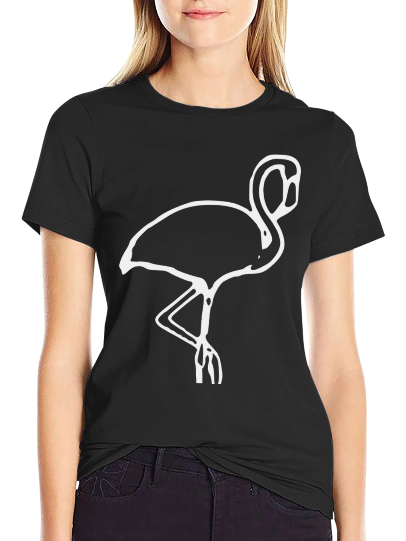 Black Black Flamingo Graphic Tee view 2