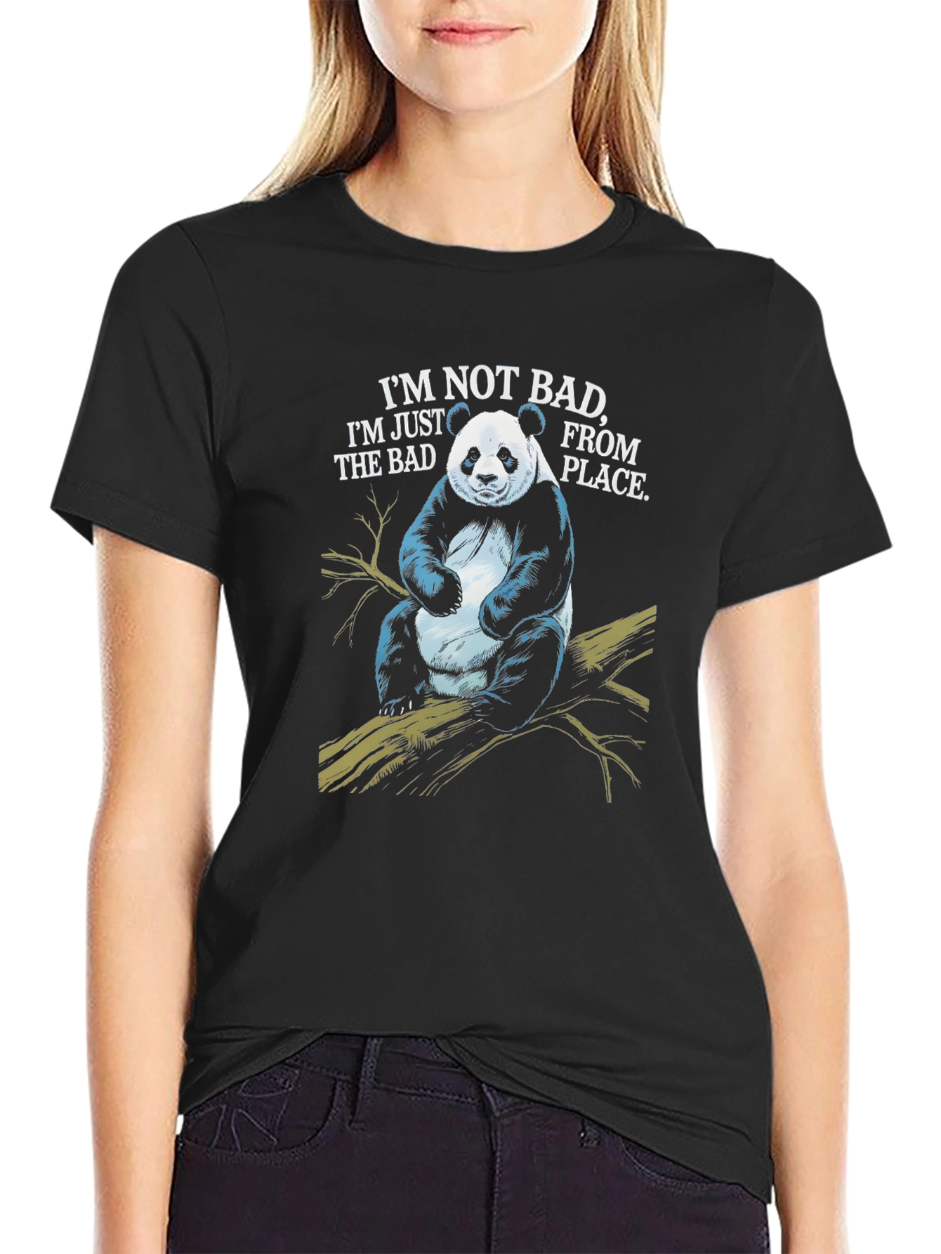 Black Panda 'Not Bad' Graphic T-Shirt - Funny Men's Tee view 2