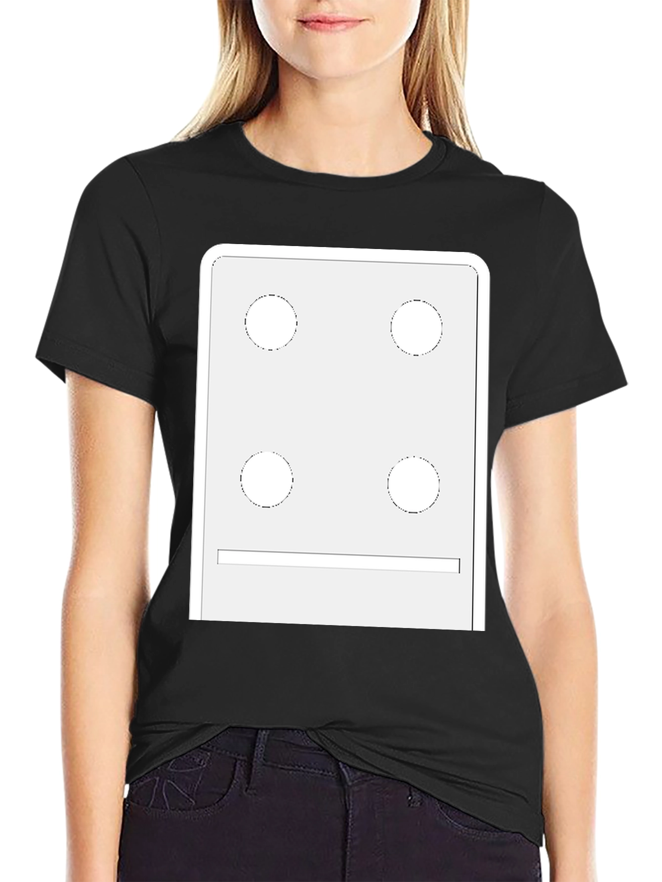 Black Dice Face Graphic Tee - Novelty T-Shirt view 2