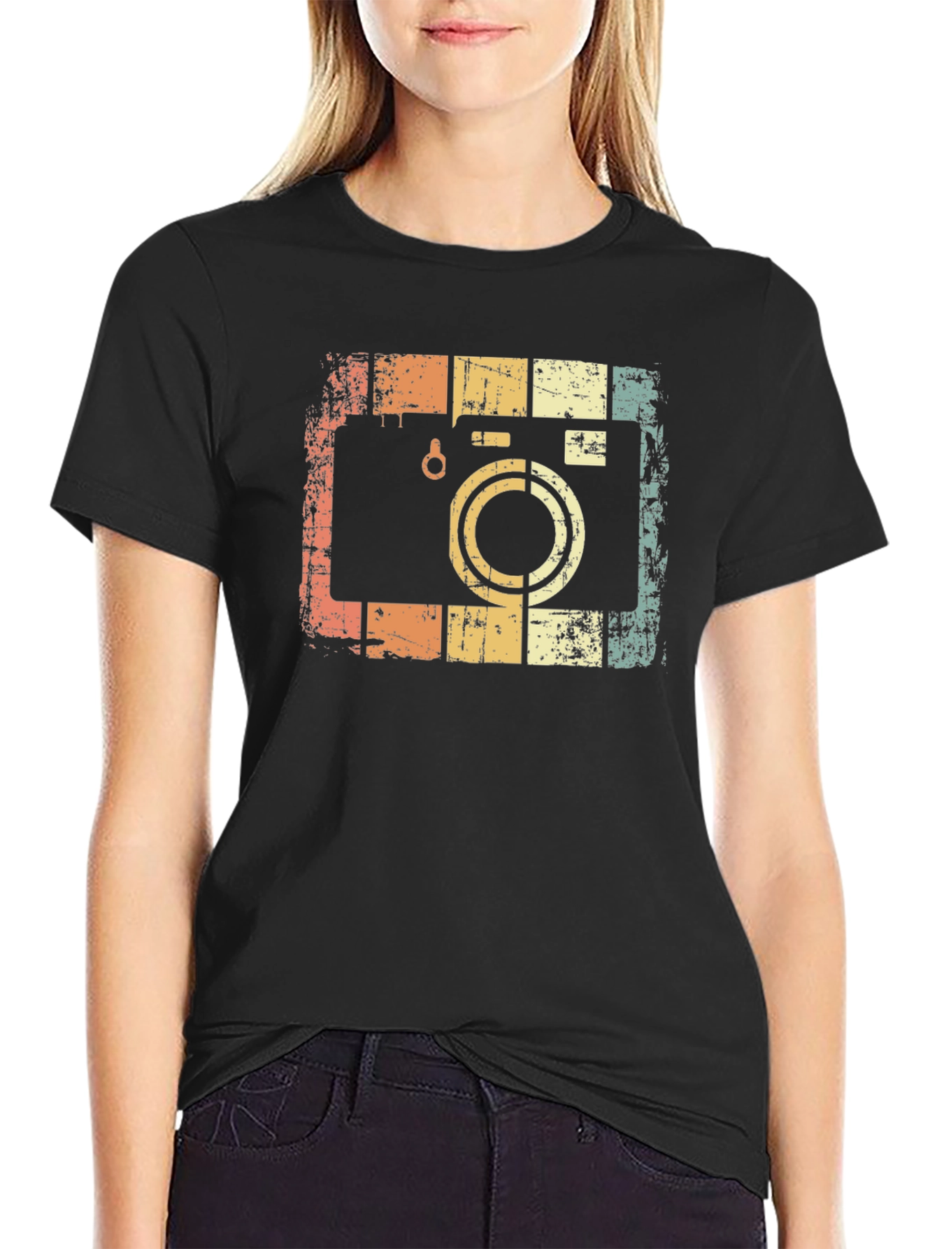 Black Retro Camera Graphic T-Shirt - Vintage Style Tee view 2