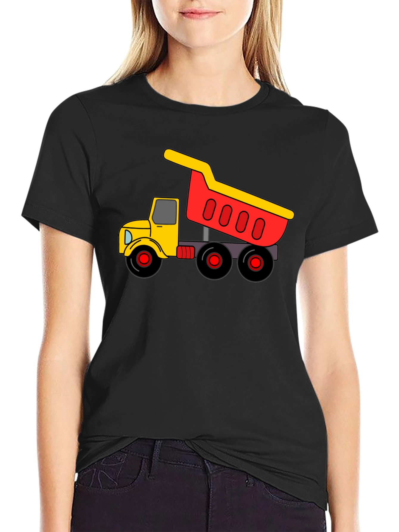 Black Dump Truck Graphic Tee - Black Cotton Blend view 2