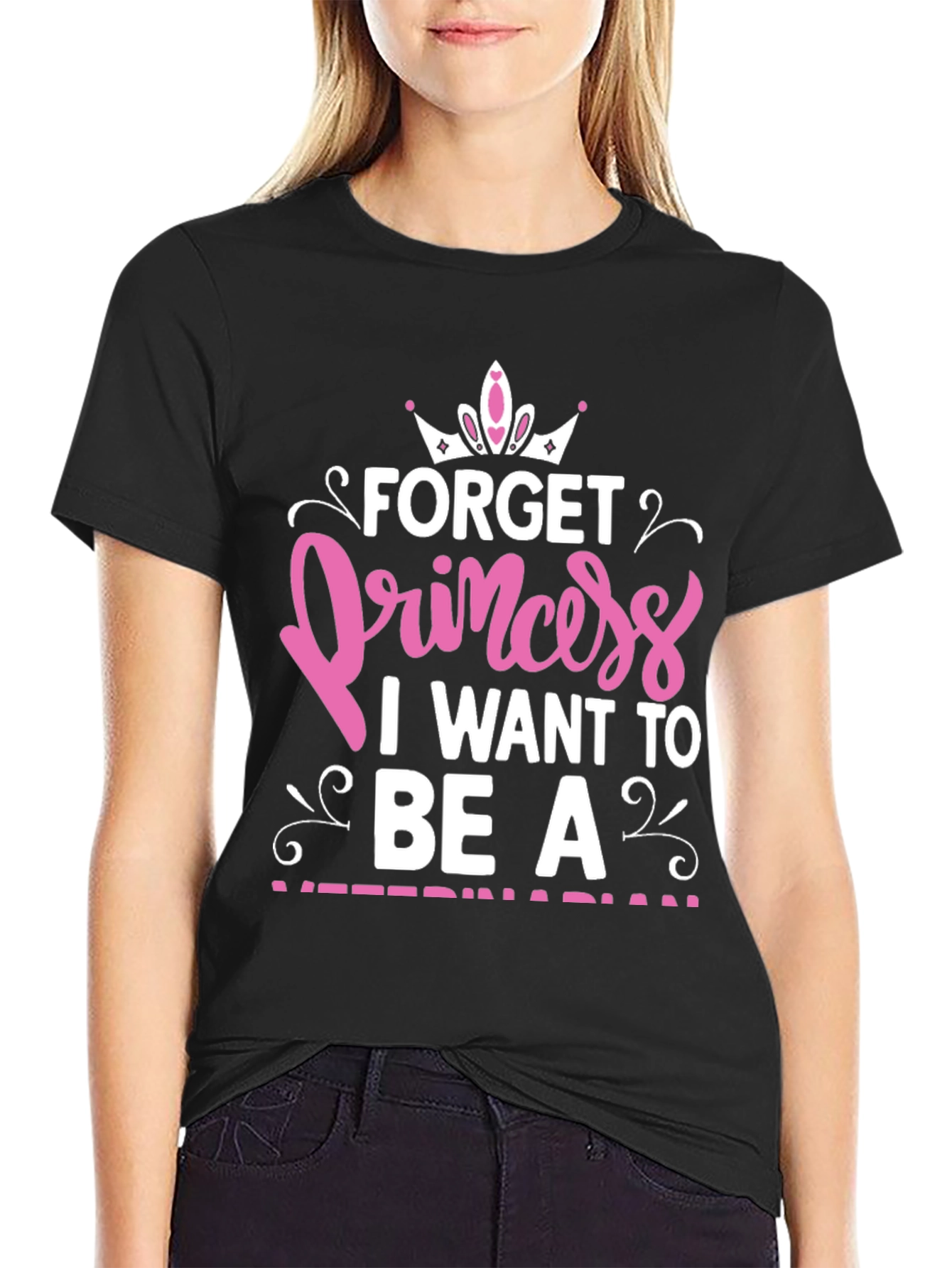 Black Forget Princess T-Shirt - Veterinarian view 2