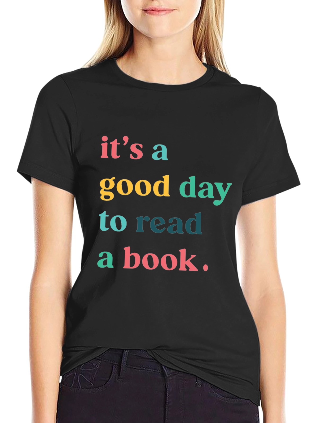 Black It's A Good Day to Read a Book T-Shirt view 2