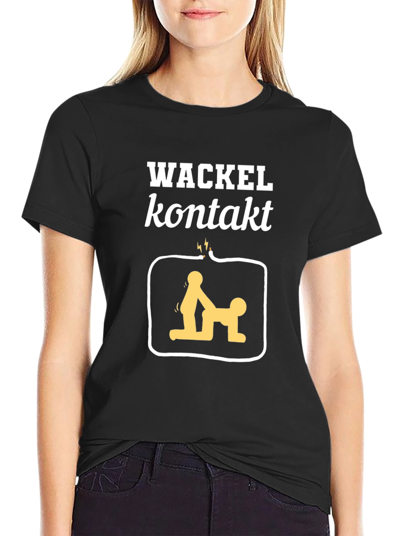 Black Wackel Kontakt T-Shirt - Graphic Tee Novelty view 2