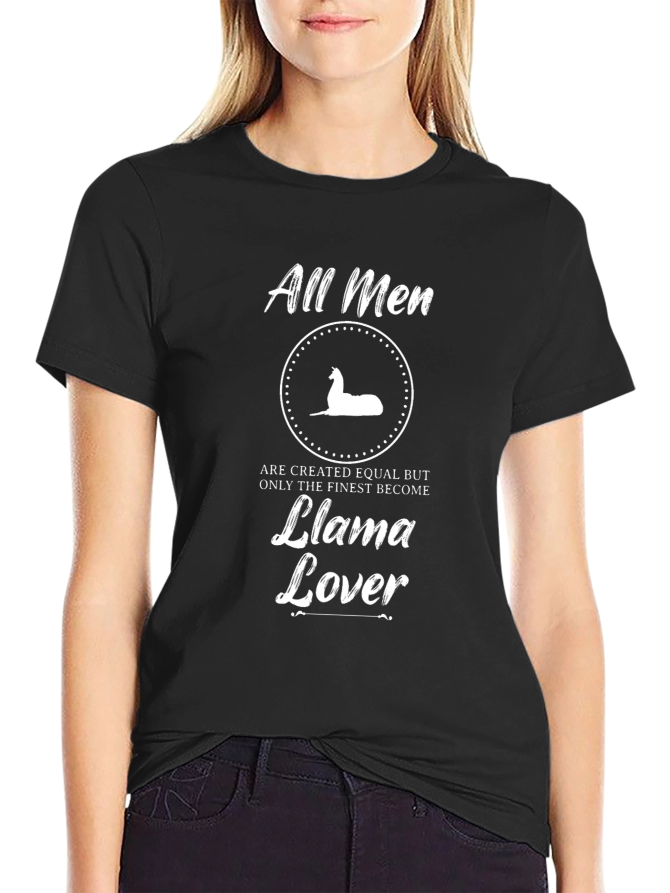 Black All Men Llama Lover Graphic Tee view 2