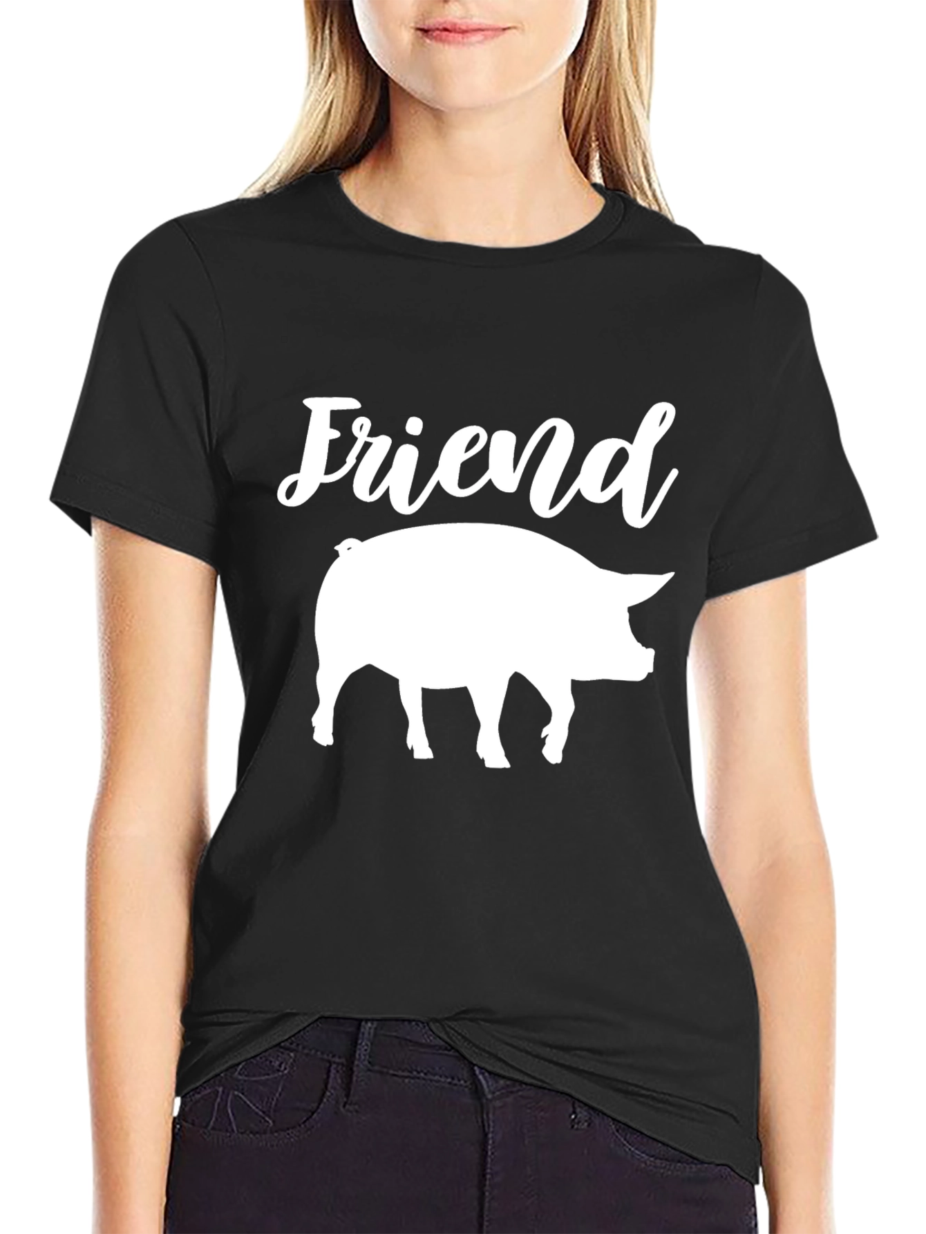 Black Pig Friend Graphic T-Shirt view 2