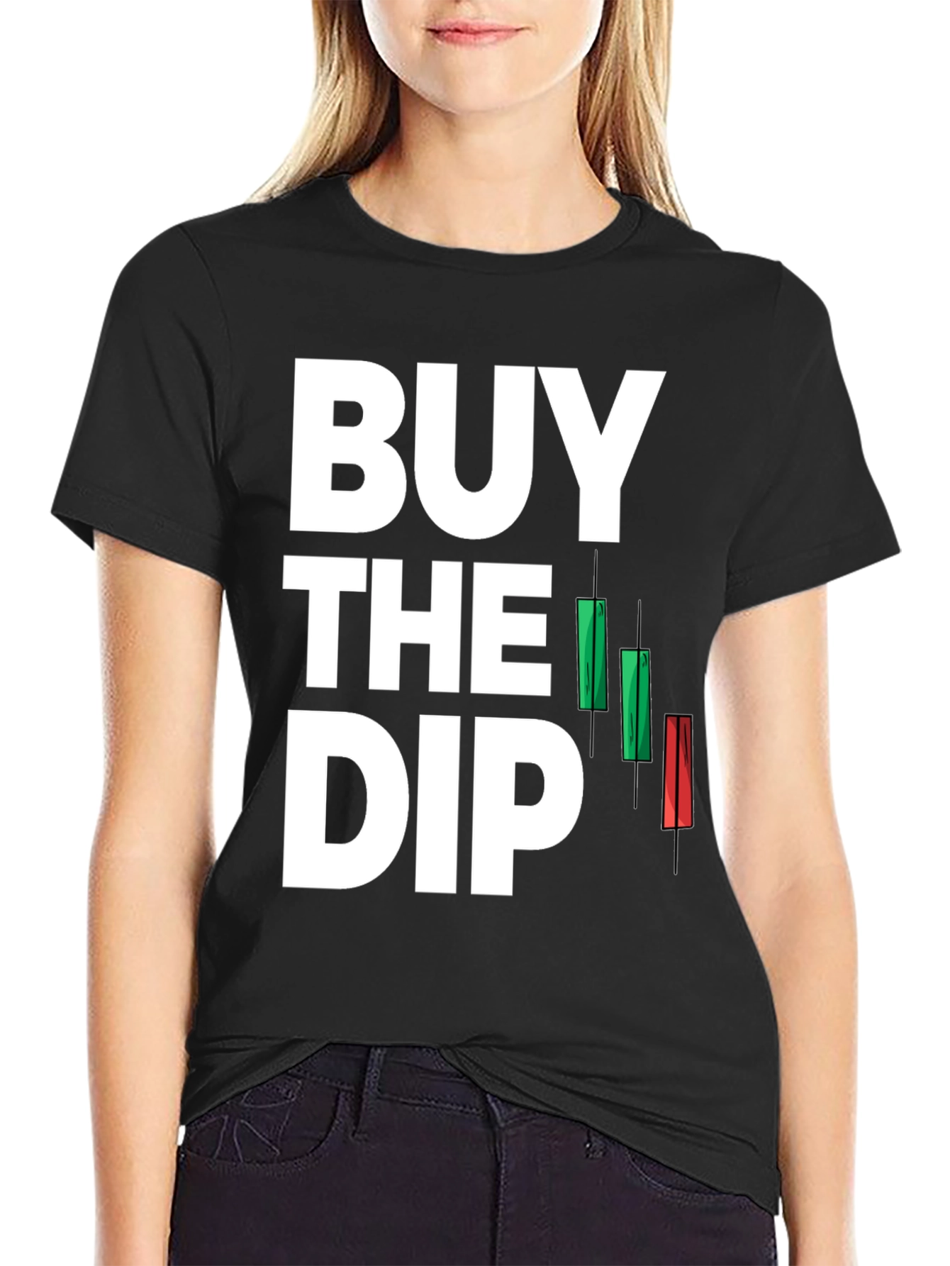 Black Buy the Dip T-Shirt - Stock Market Investor Tee view 2