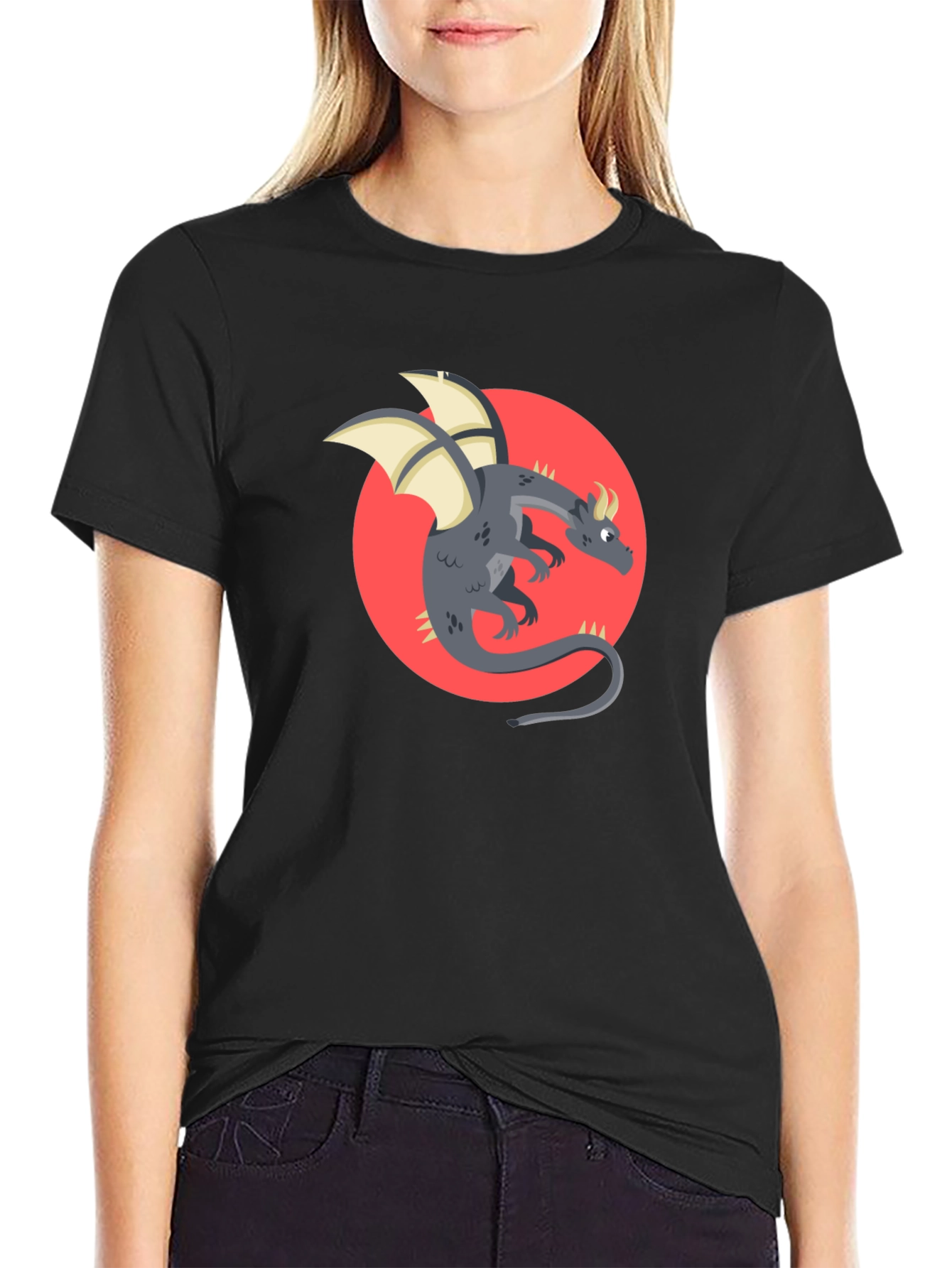 Black Dragon Graphic Black T-Shirt - Fantasy Style view 2
