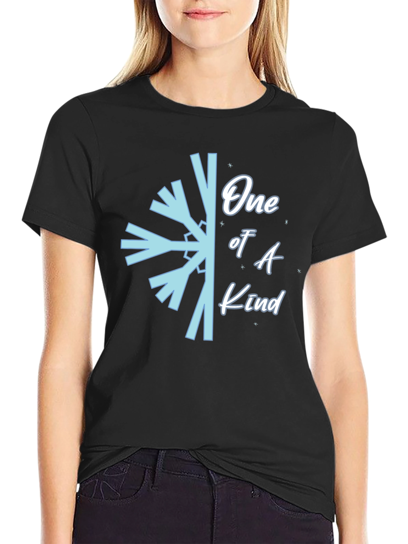 Black One of A Kind Snowflake Graphic Tee view 2