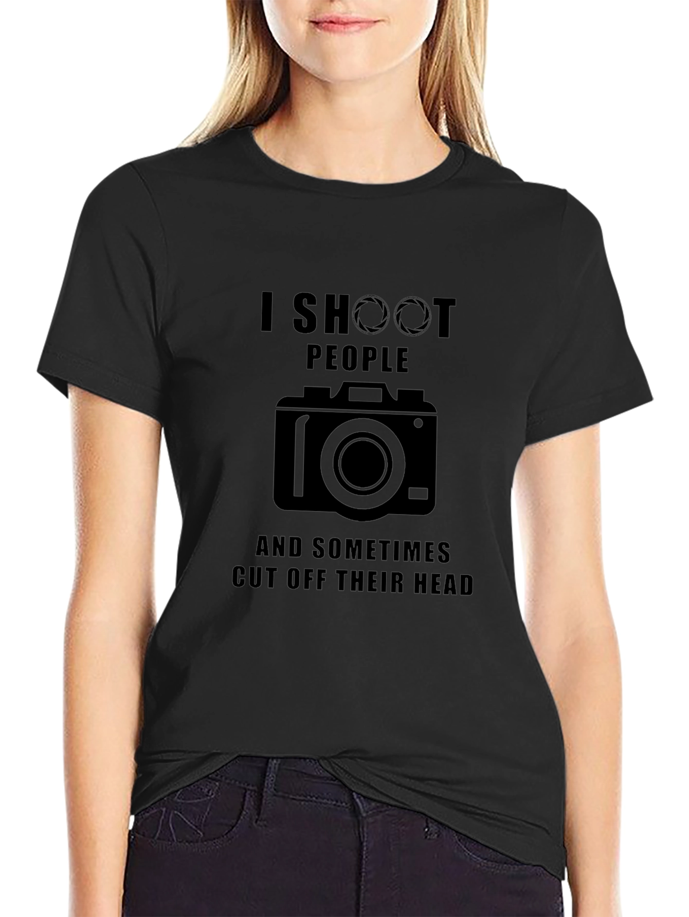 Black Funny Photographer T-Shirt - I Shoot People view 2
